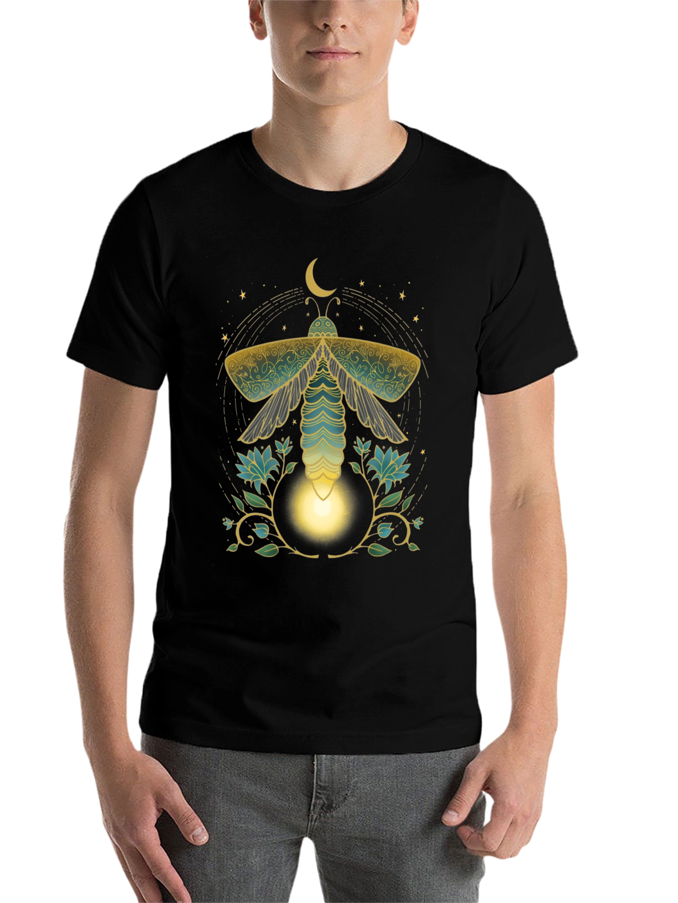 Black Mystic Moth Graphic Tee - Unique Print view 7