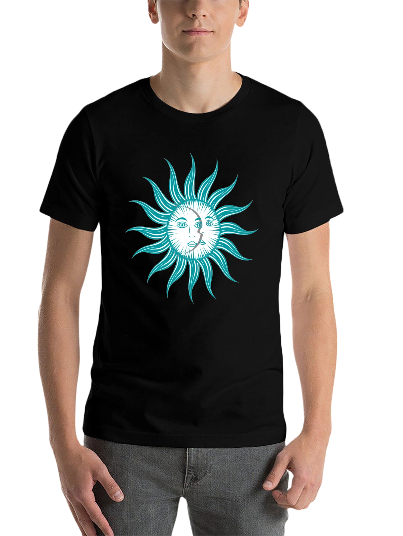 Black Celestial Sun & Moon Graphic T-Shirt view 7