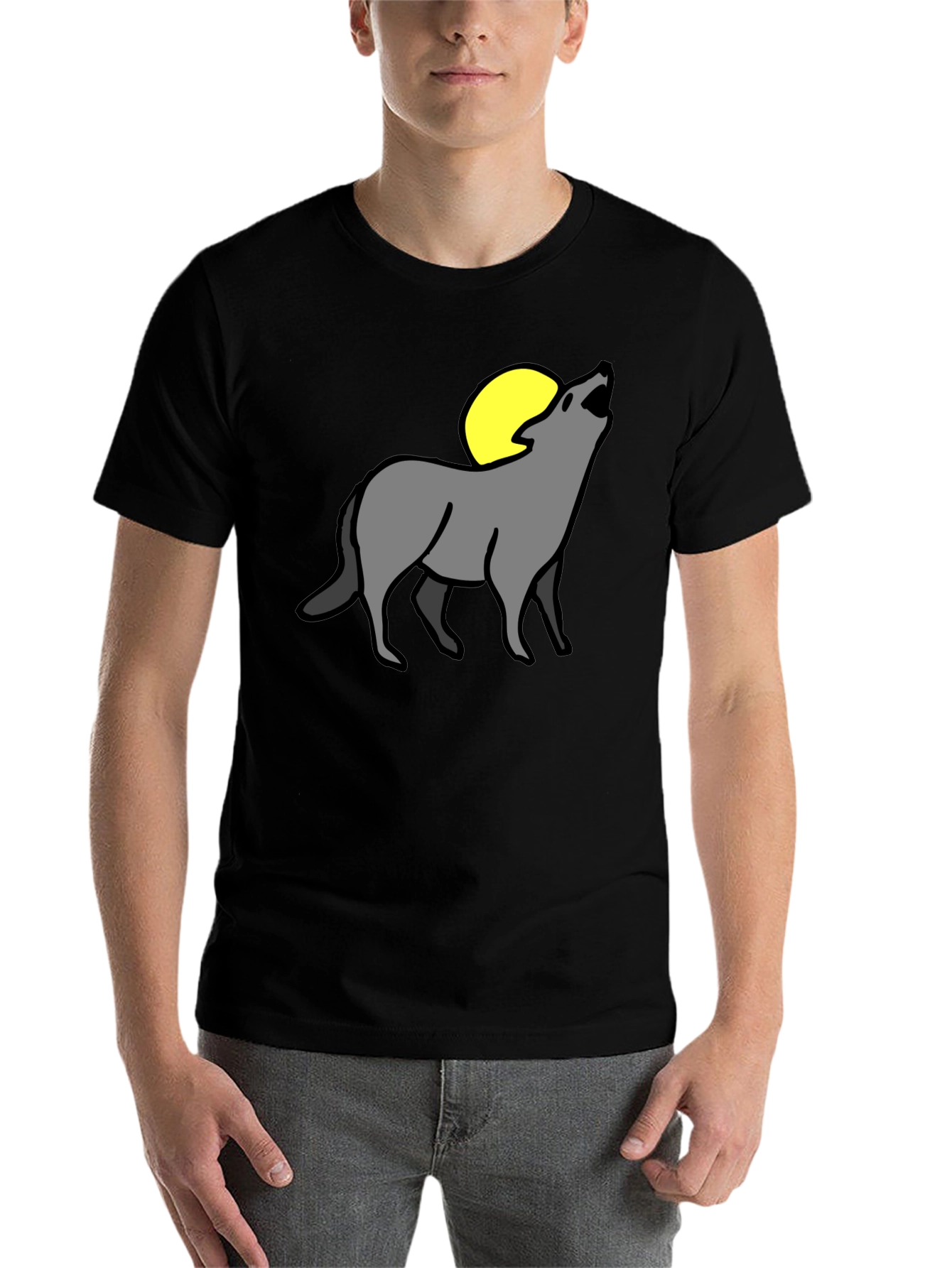 Black Wolf Moon Graphic Tee - Black Cotton Blend view 7