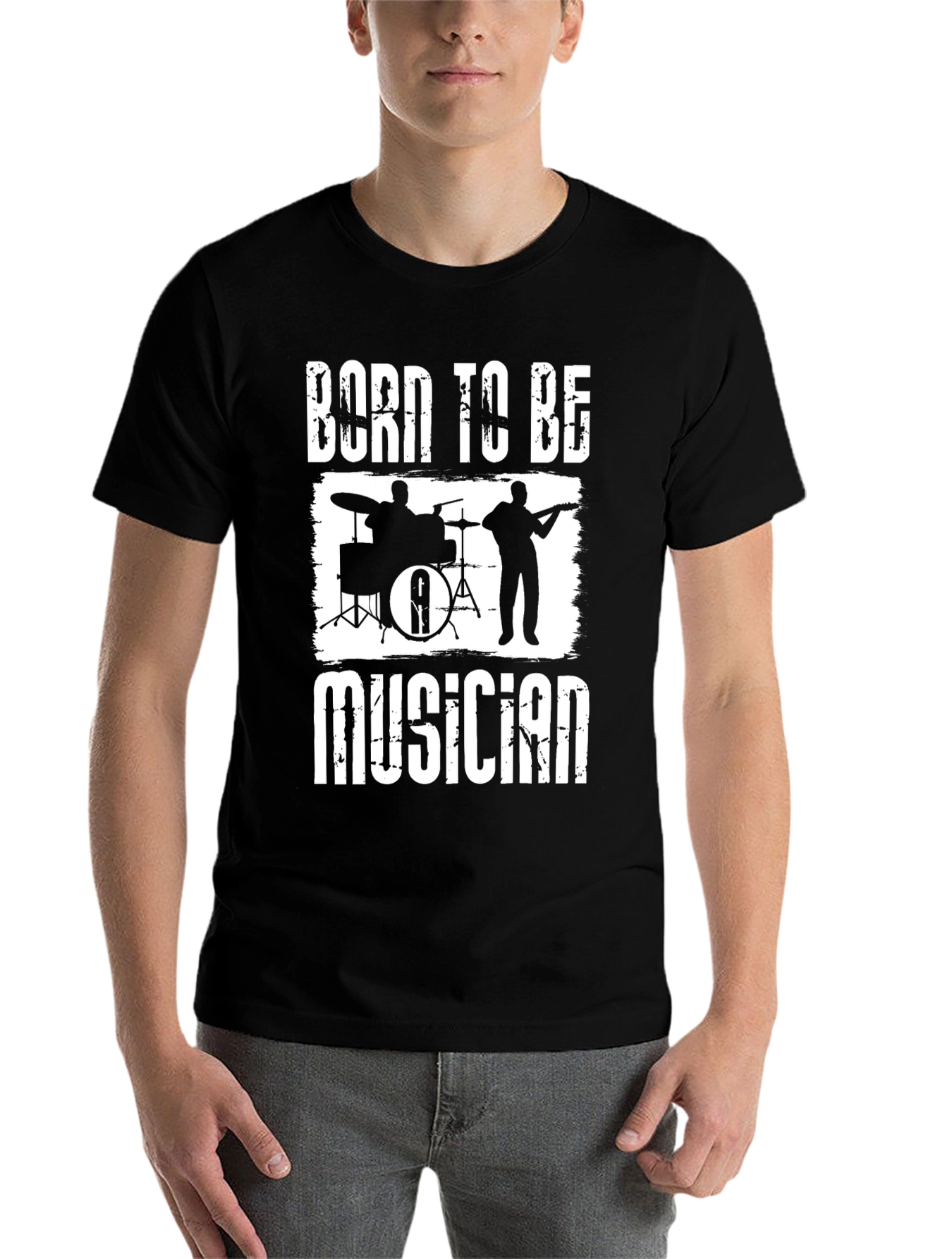 Black Born to Be Musician Black T-Shirt view 7