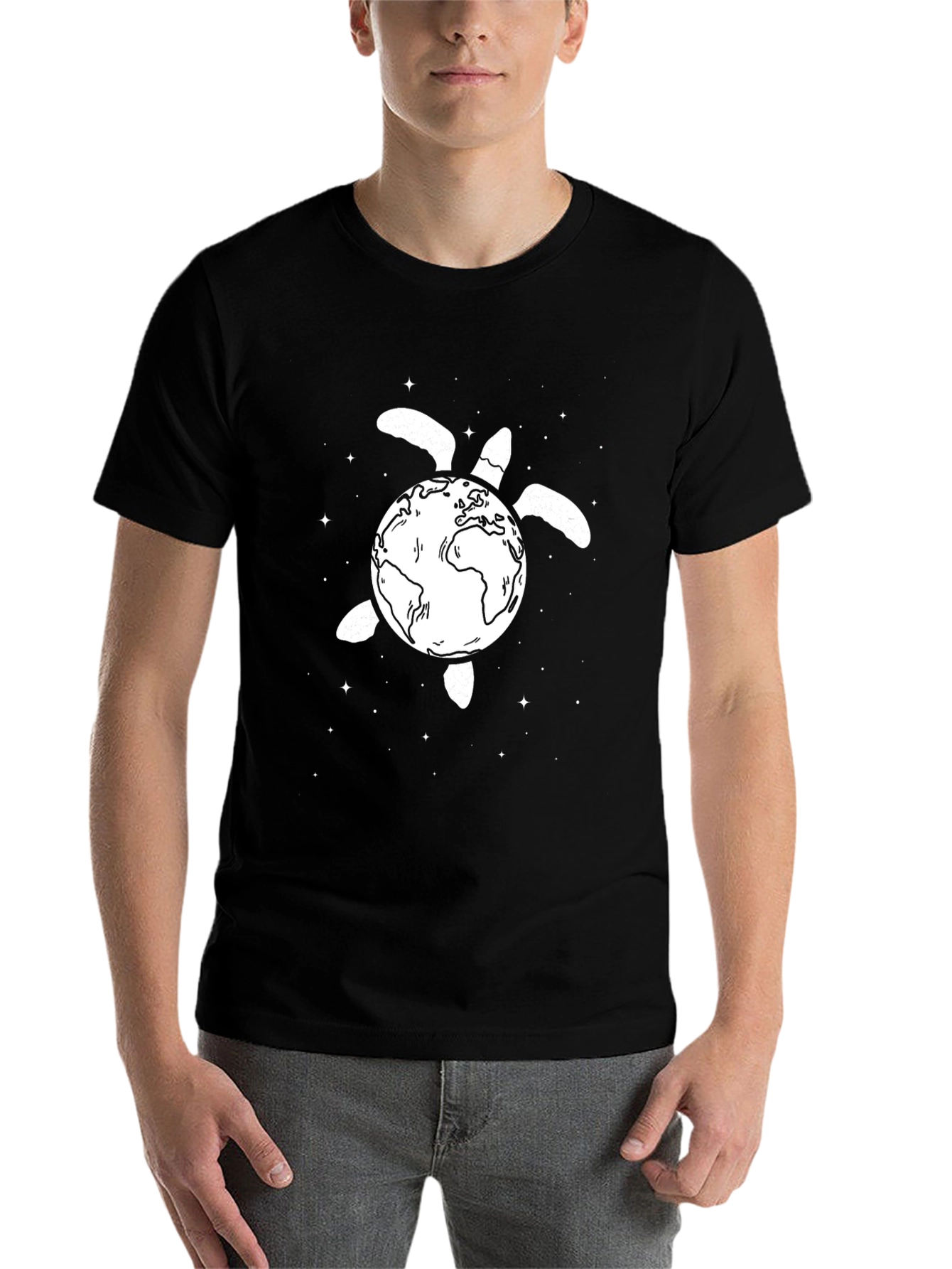 Black Earth Turtle Graphic Tee - Black Cotton T-Shirt view 7