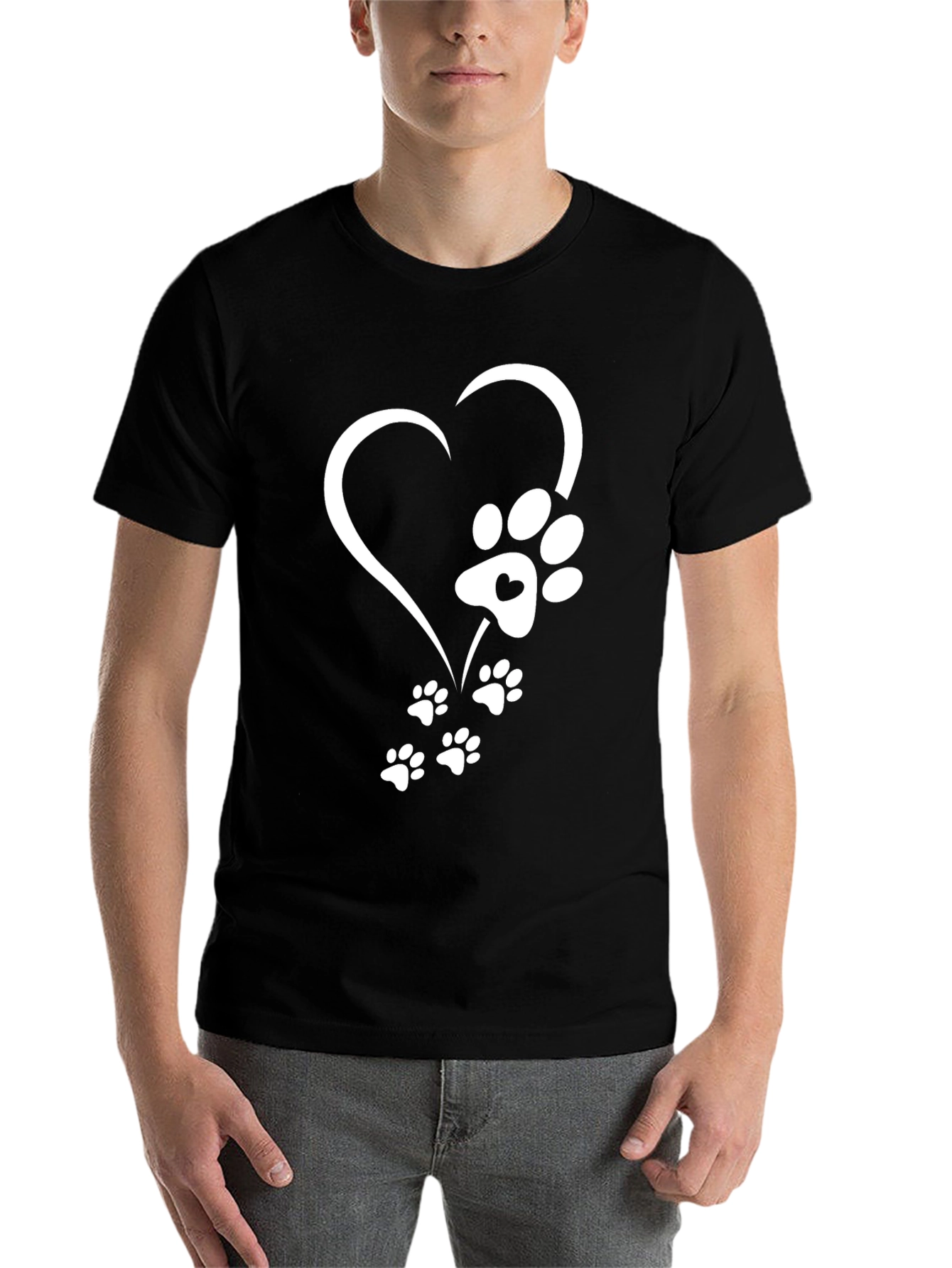 Black Heart Paw Print Graphic Tee - Black view 7