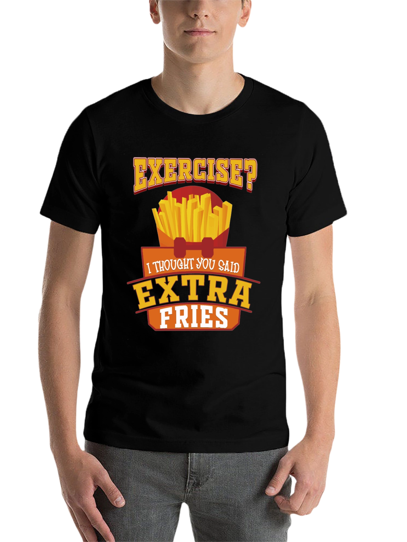 Black Exercise? Extra Fries Black Graphic Tee view 7