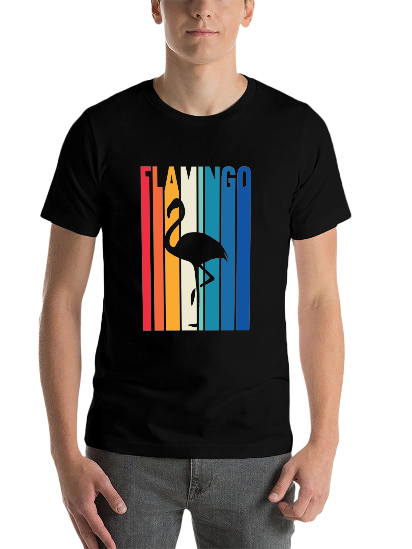 Black Retro Flamingo Graphic Tee view 7