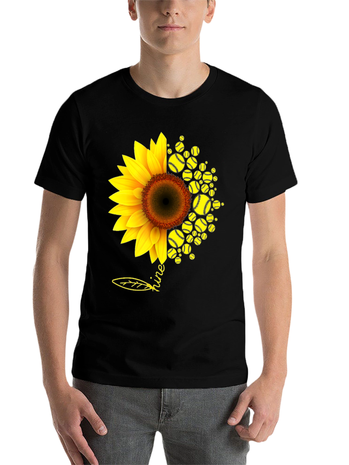 Black Sunflower Softball T-Shirt - Shine Bright! view 7