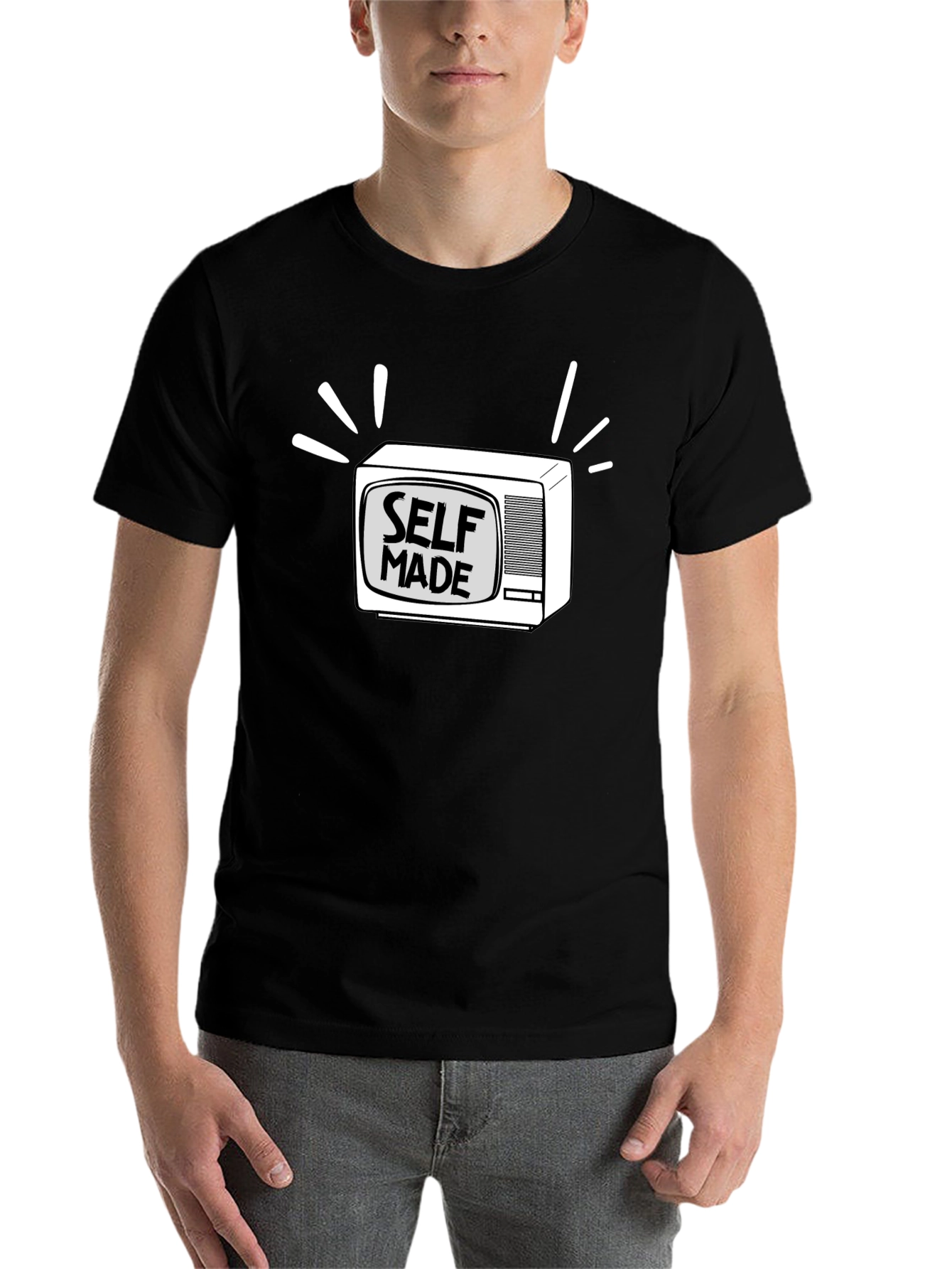 Black Self Made TV Graphic Tee - Black view 7