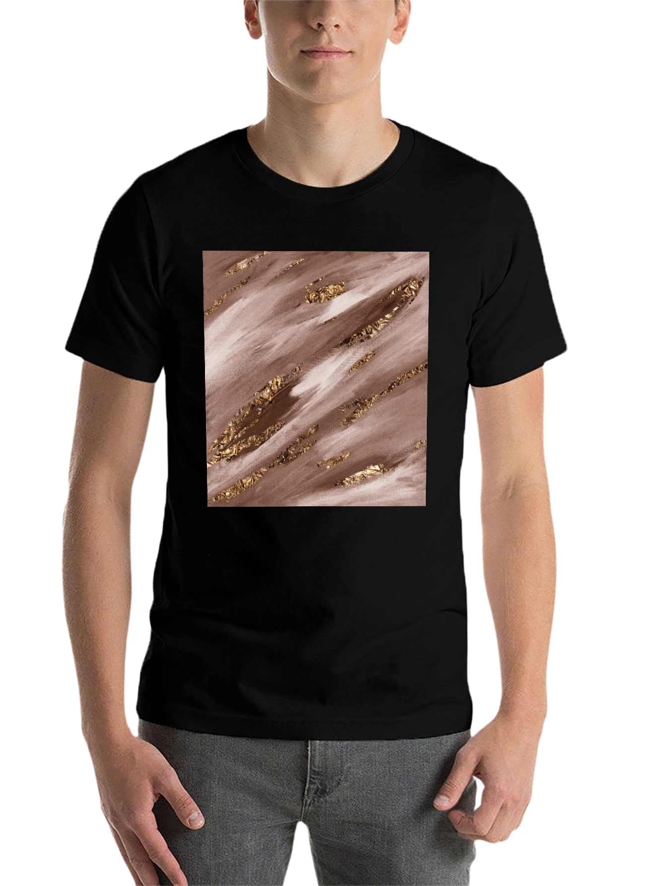 Black Abstract Art Graphic Tee - Trendy Casual Shirt view 7