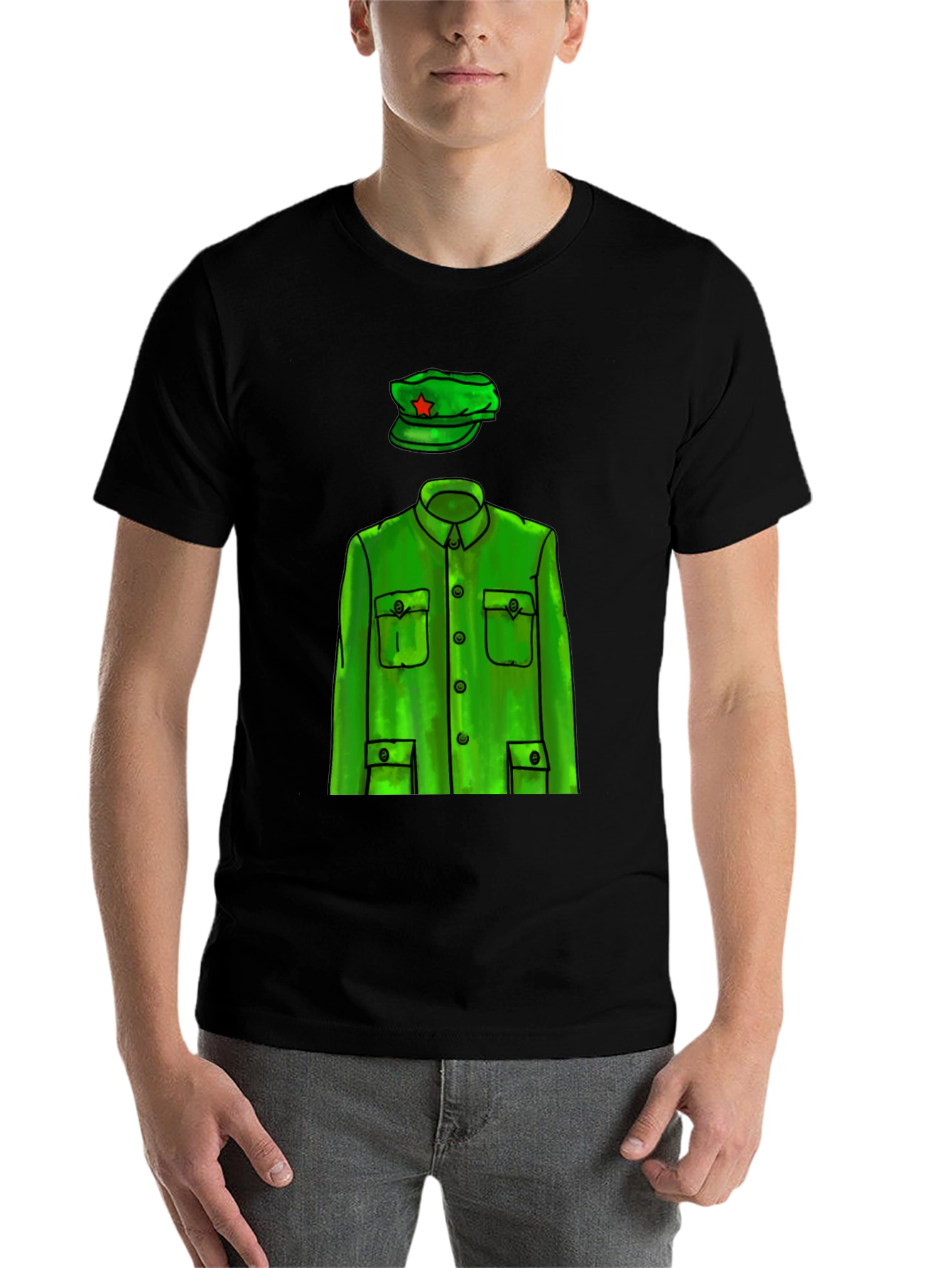 Black Retro Green Uniform T-Shirt view 7