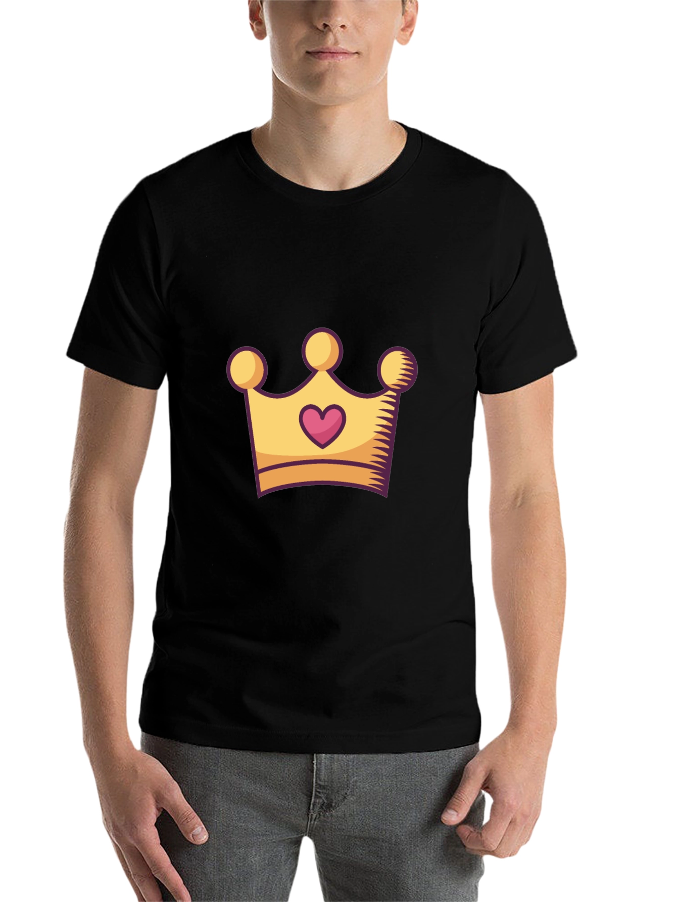 Black King/Queen Crown Graphic Tee - Stylish Unisex Black T-Shirt view 7