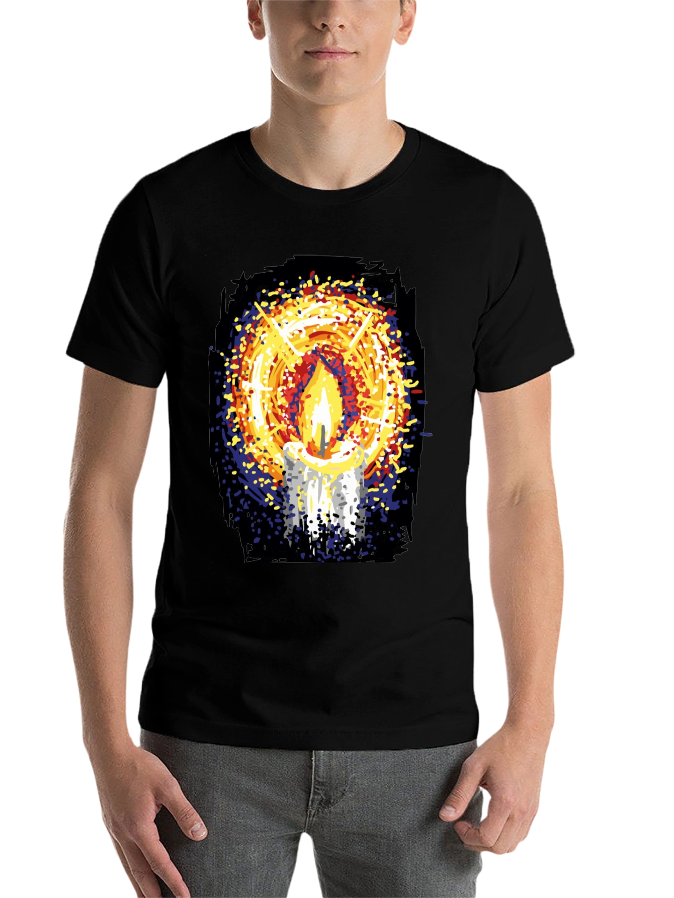 Black Candlelight Graphic Print Black T-Shirt view 7