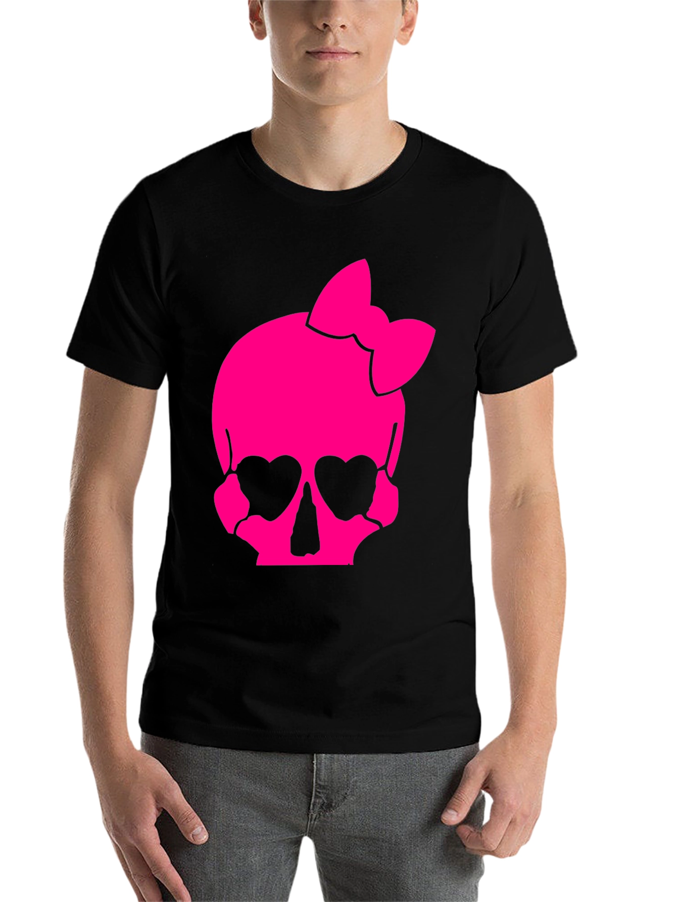 Black Skull Bow T-Shirt - Pink Gothic Style view 7