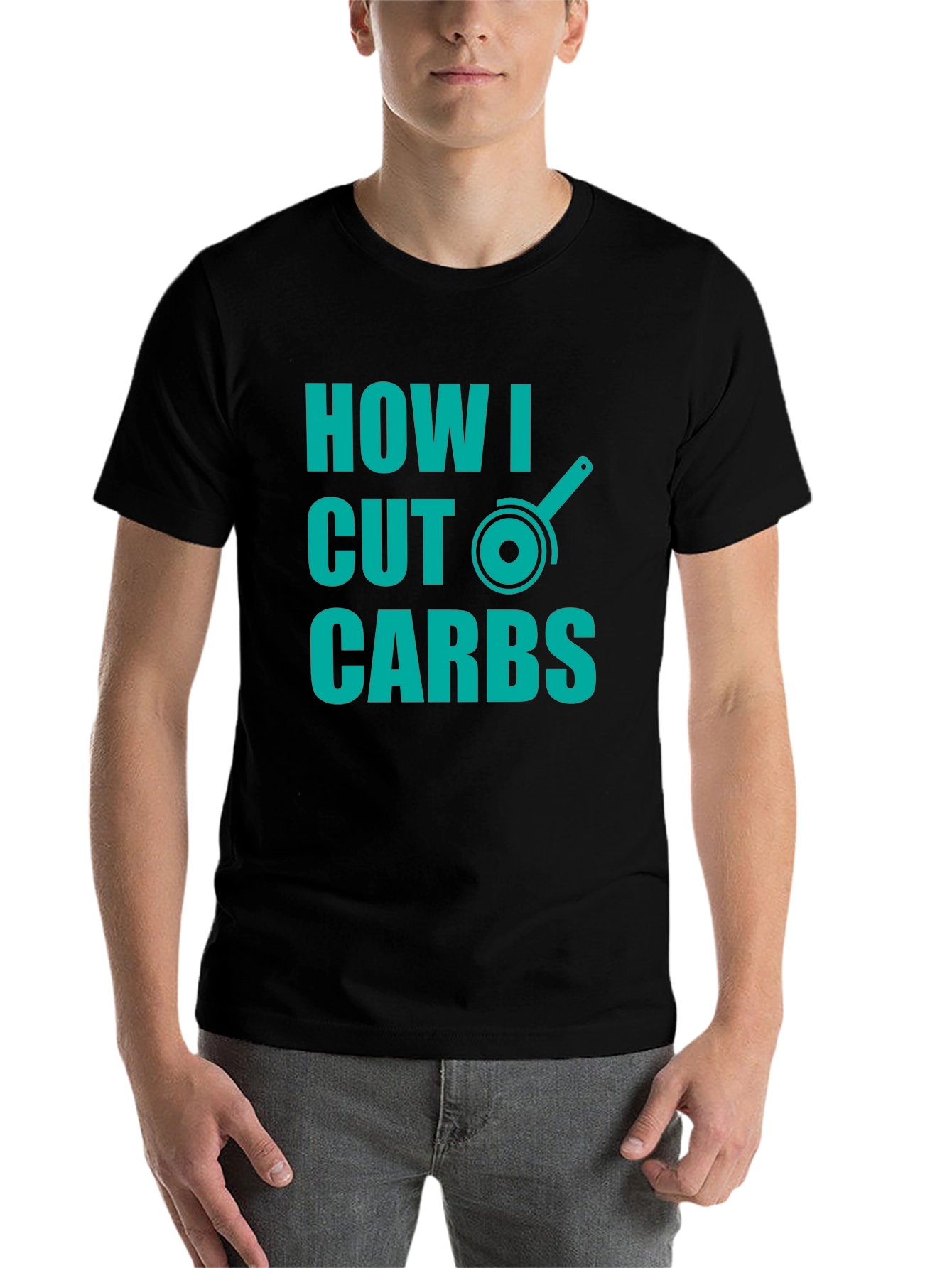Black How I Cut Carbs T-Shirt - Funny Diet Humor Tee view 7