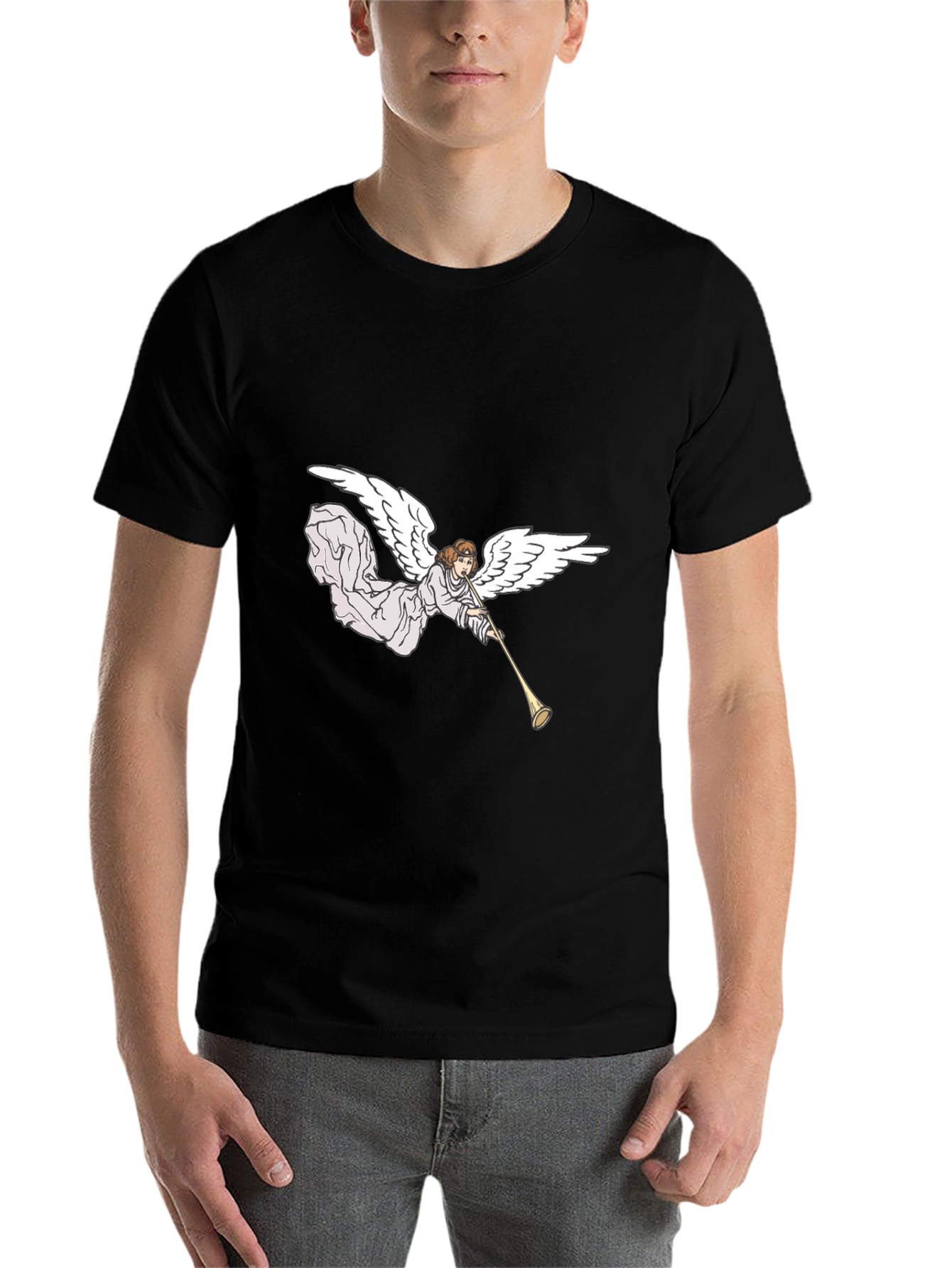 Black Angel Trumpet Black Graphic Tee view 7