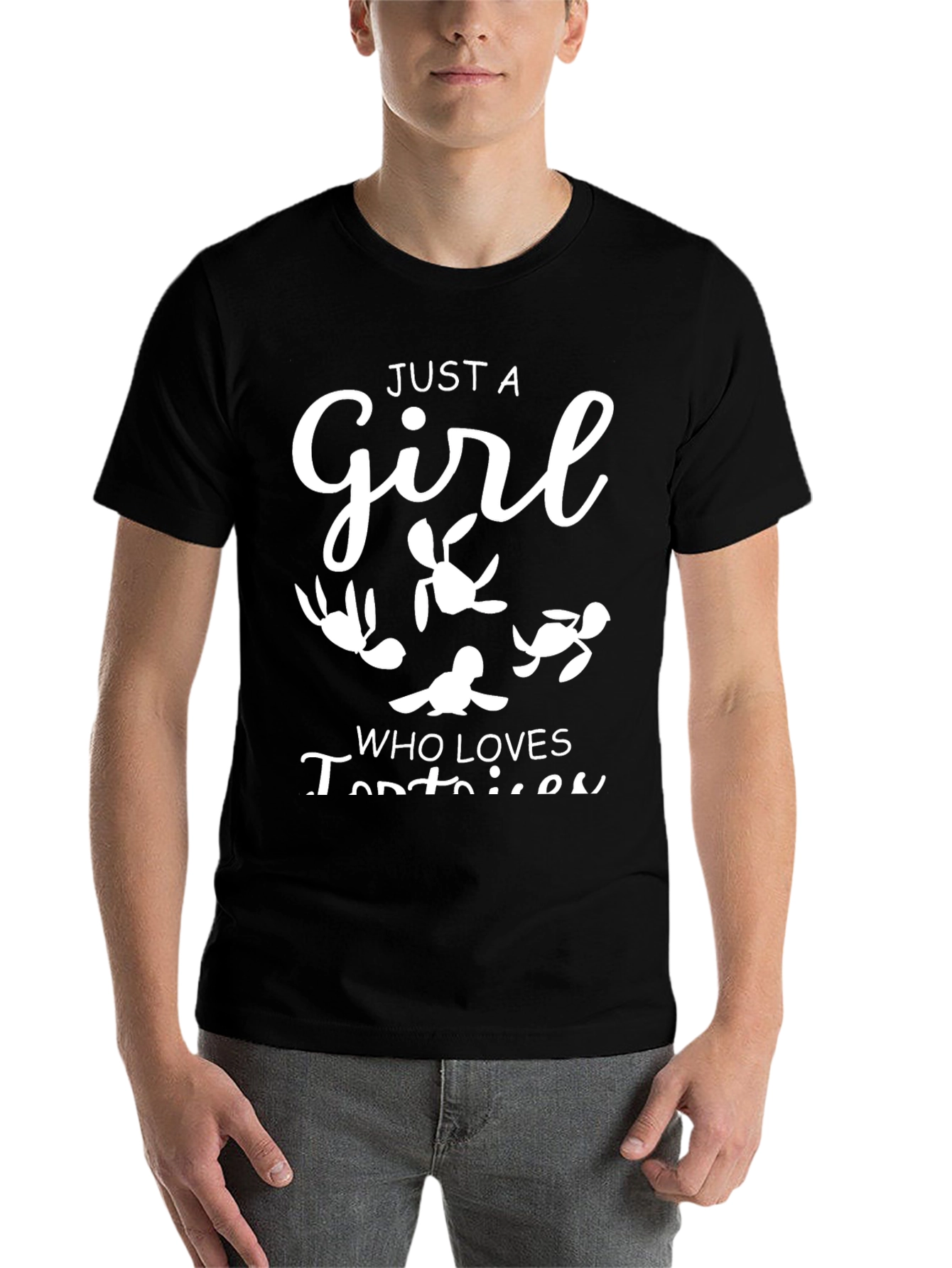 Black Just A Girl Who Loves Tortoises T-Shirt view 7
