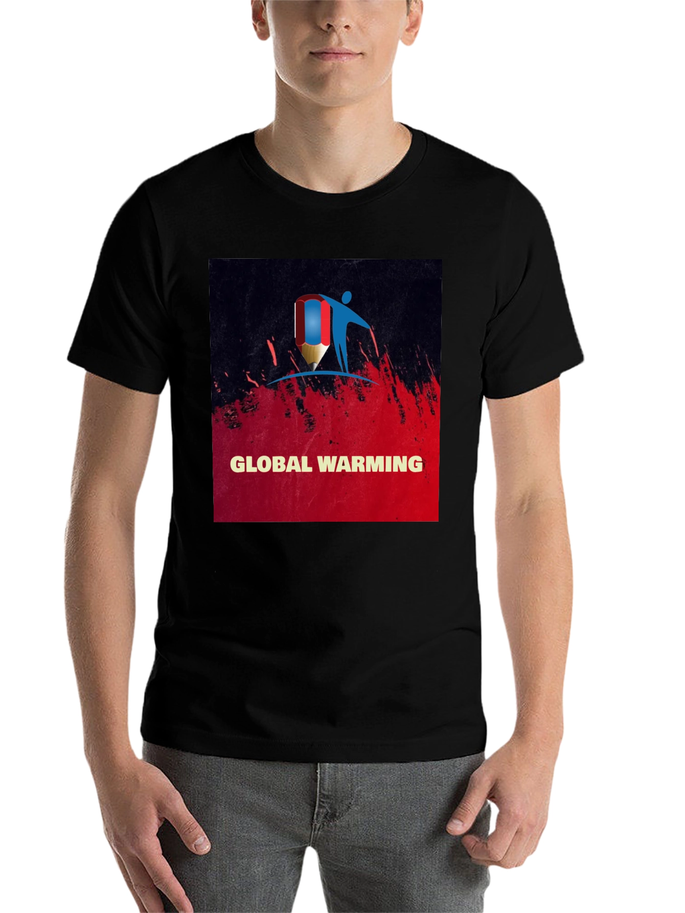 Black Global Warming Awareness Tee - Stylish Black T-Shirt view 7