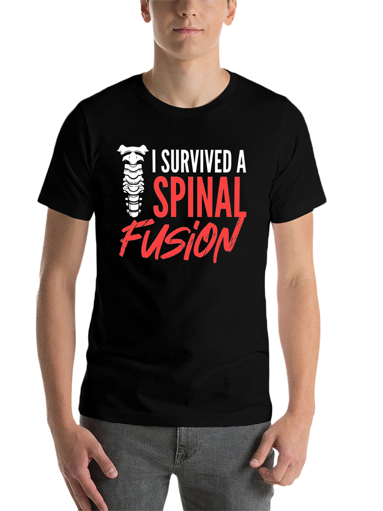 Black Spinal Fusion Survivor T-Shirt - Black view 7