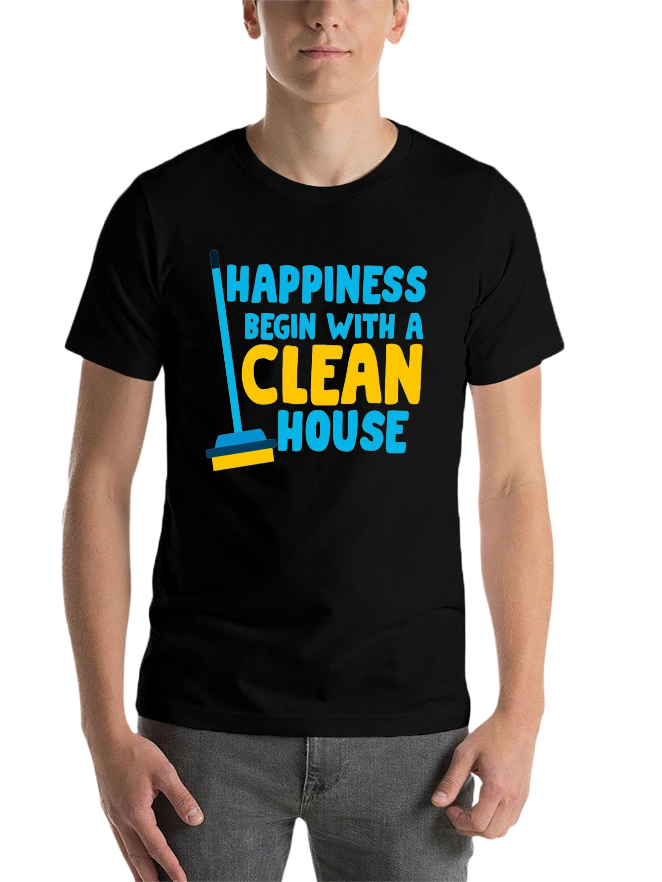 Black Happiness Begins With a Clean House Graphic T-Shirt view 7
