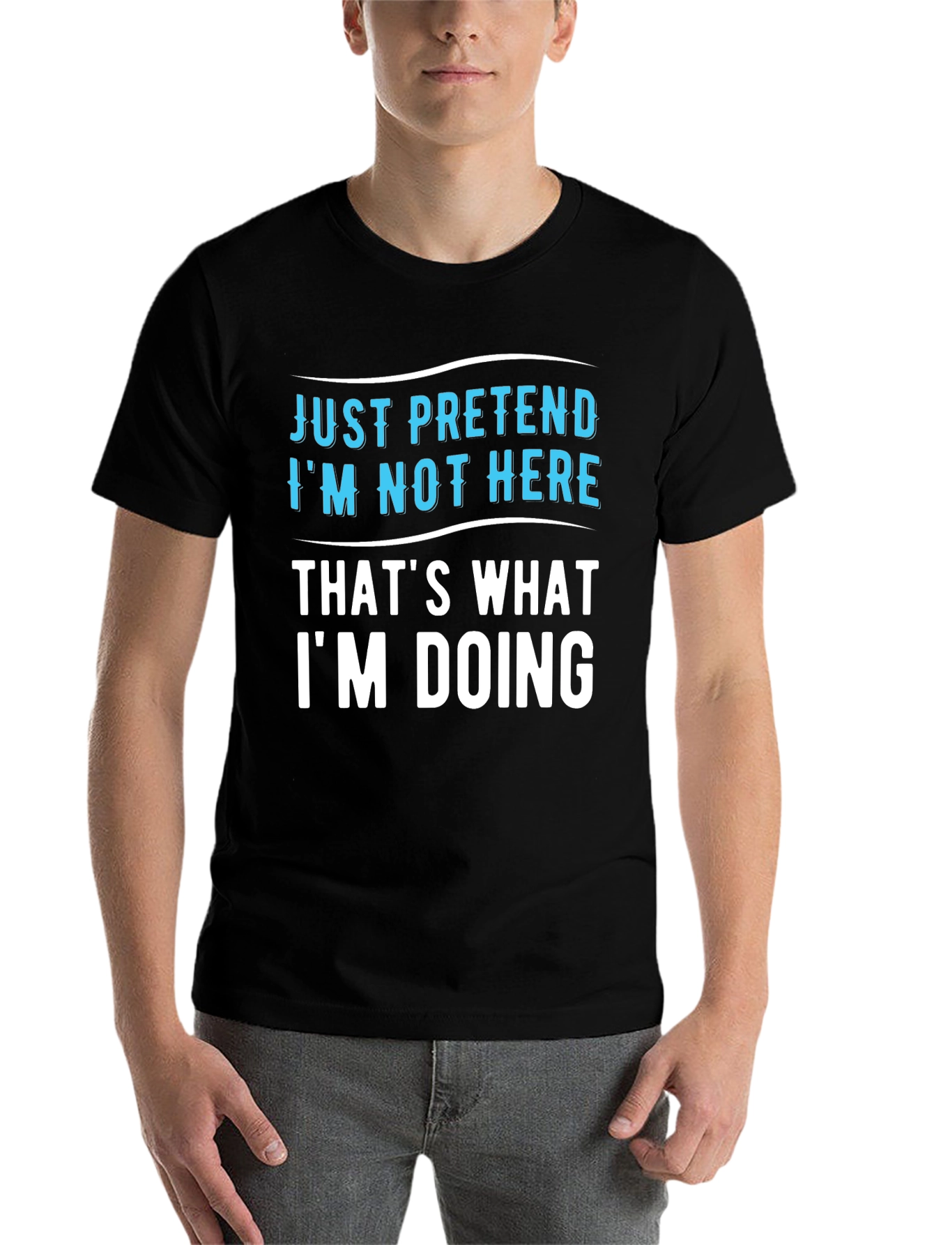 Black Just Pretend I'm Not Here Graphic Tee view 7