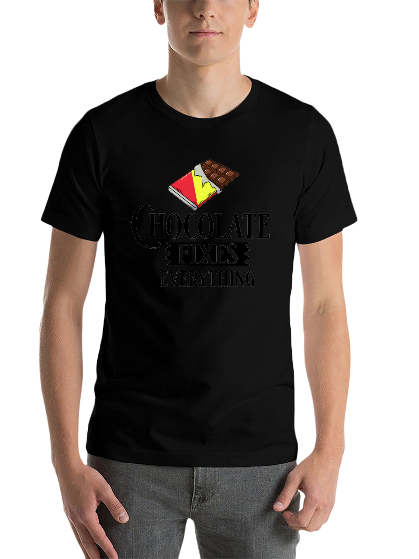 Black Chocolate Fixes Everything Graphic T-Shirt view 7