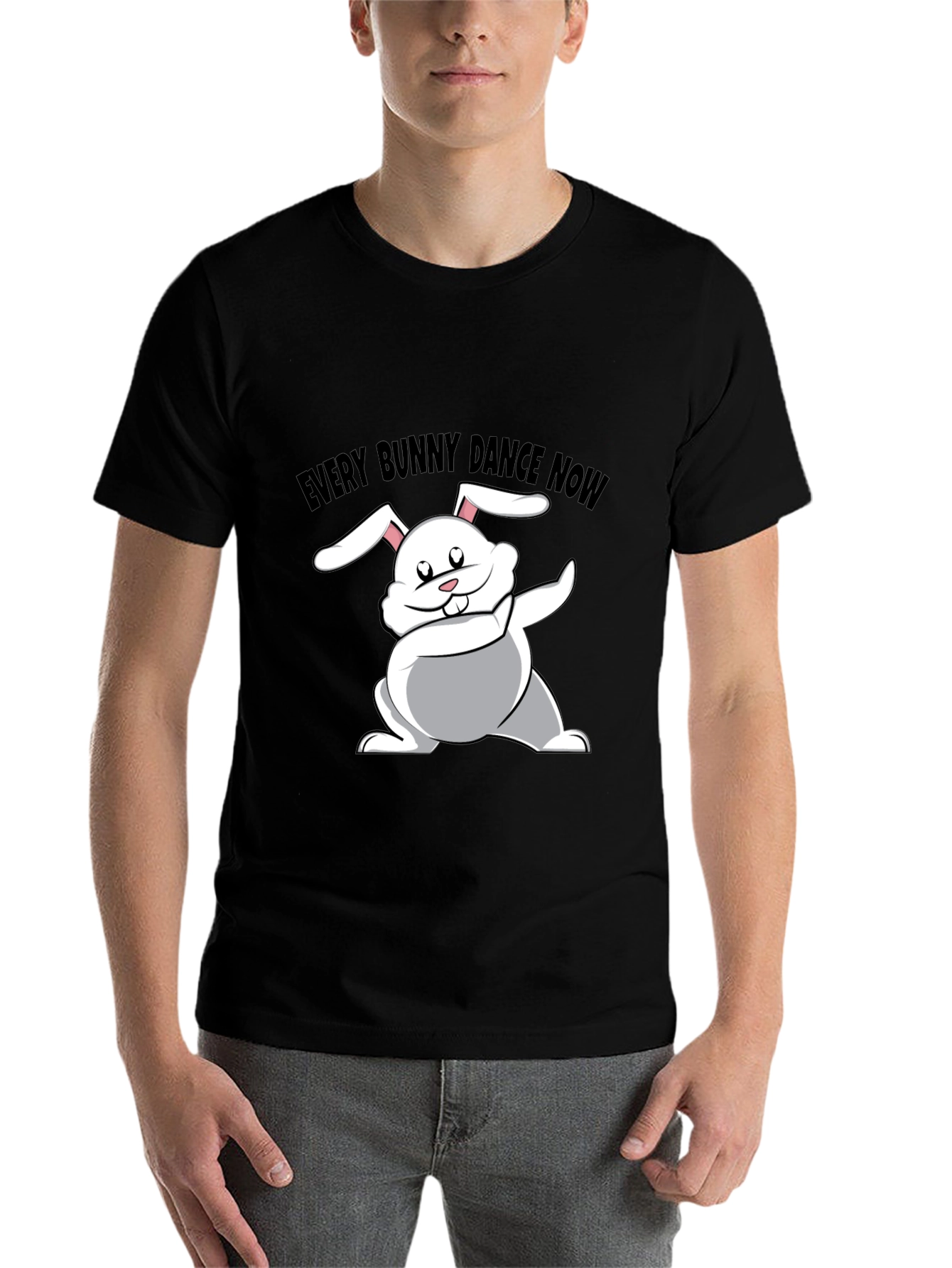 Black Every Bunny Dance Now Black T-Shirt view 7