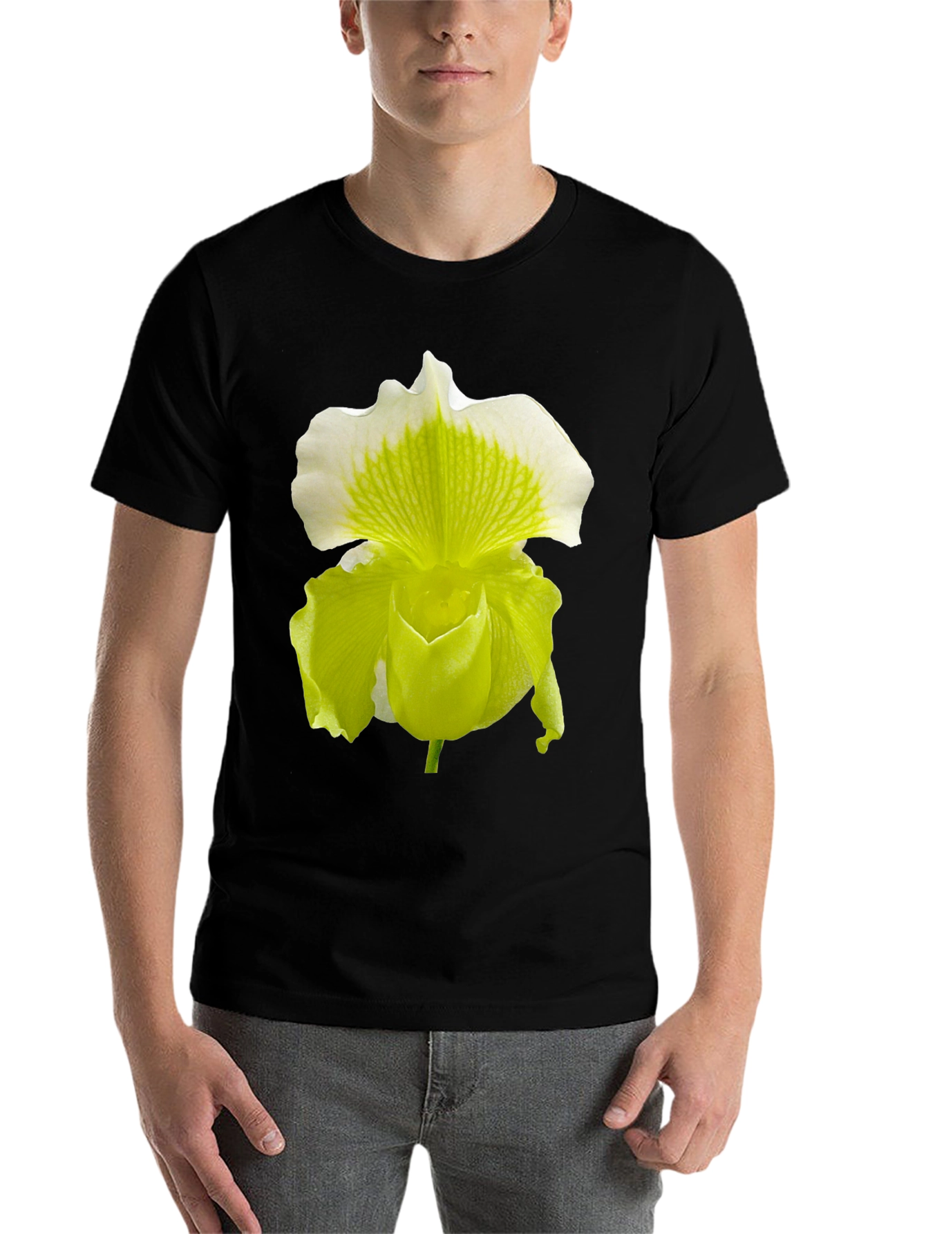 Black Orchid Flower Graphic Tee - Black Cotton Blend view 7