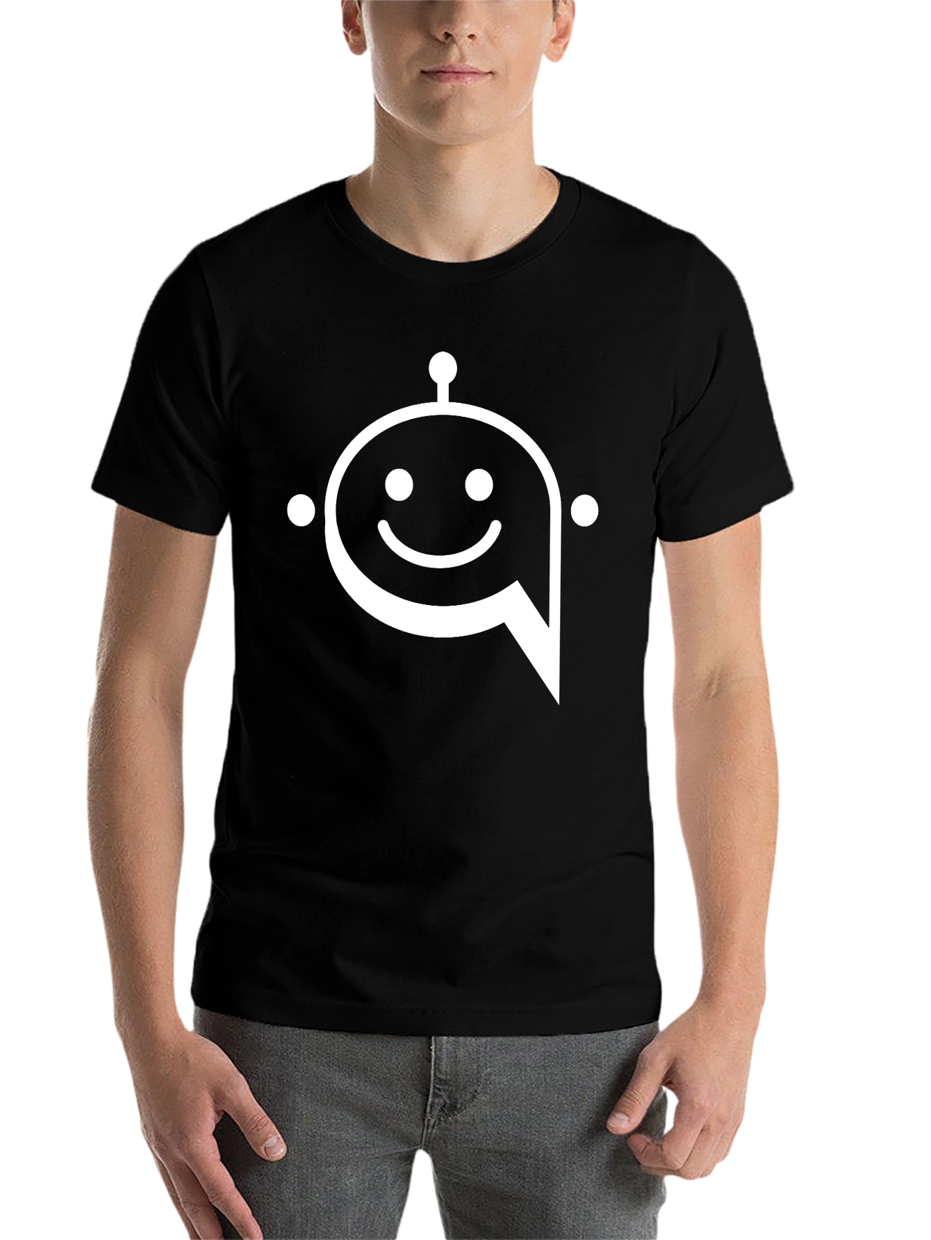 Black Robot Chat T-Shirt - Black Graphic Tee view 7