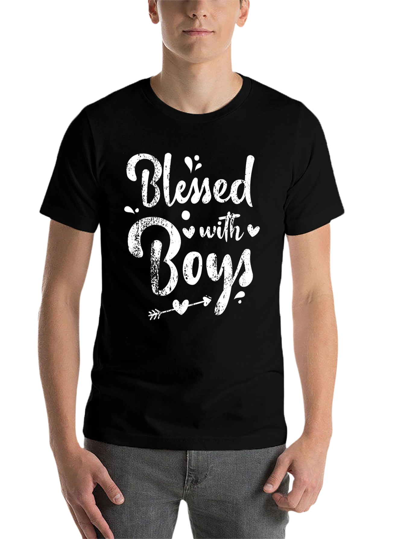 Black Blessed with Boys T-Shirt - Trendy Mom Tee view 7