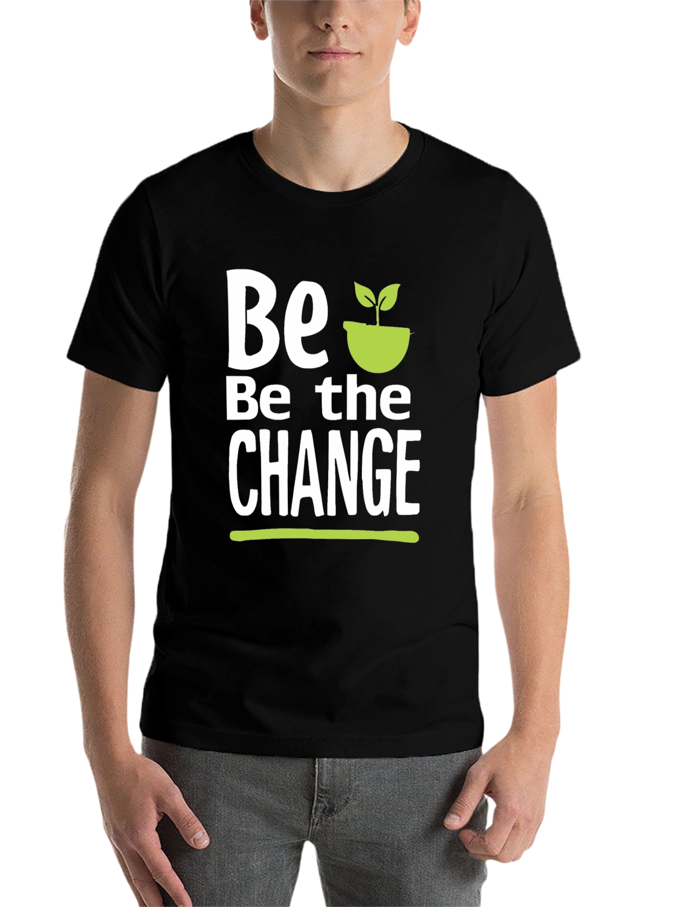 Black Be the Change T-Shirt - Black Cotton Graphic Tee view 7