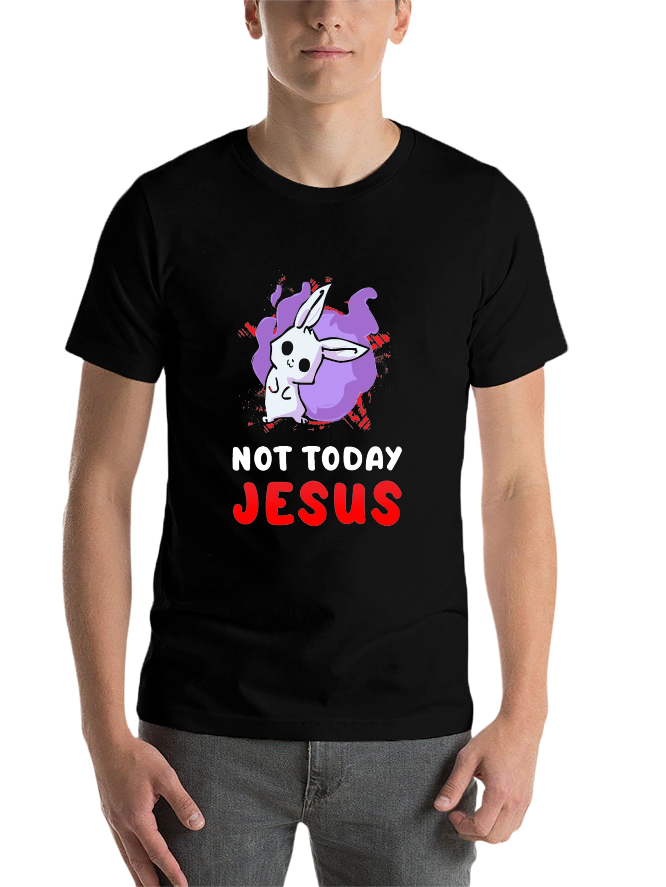 Black Not Today Jesus Bunny Graphic T-Shirt view 7