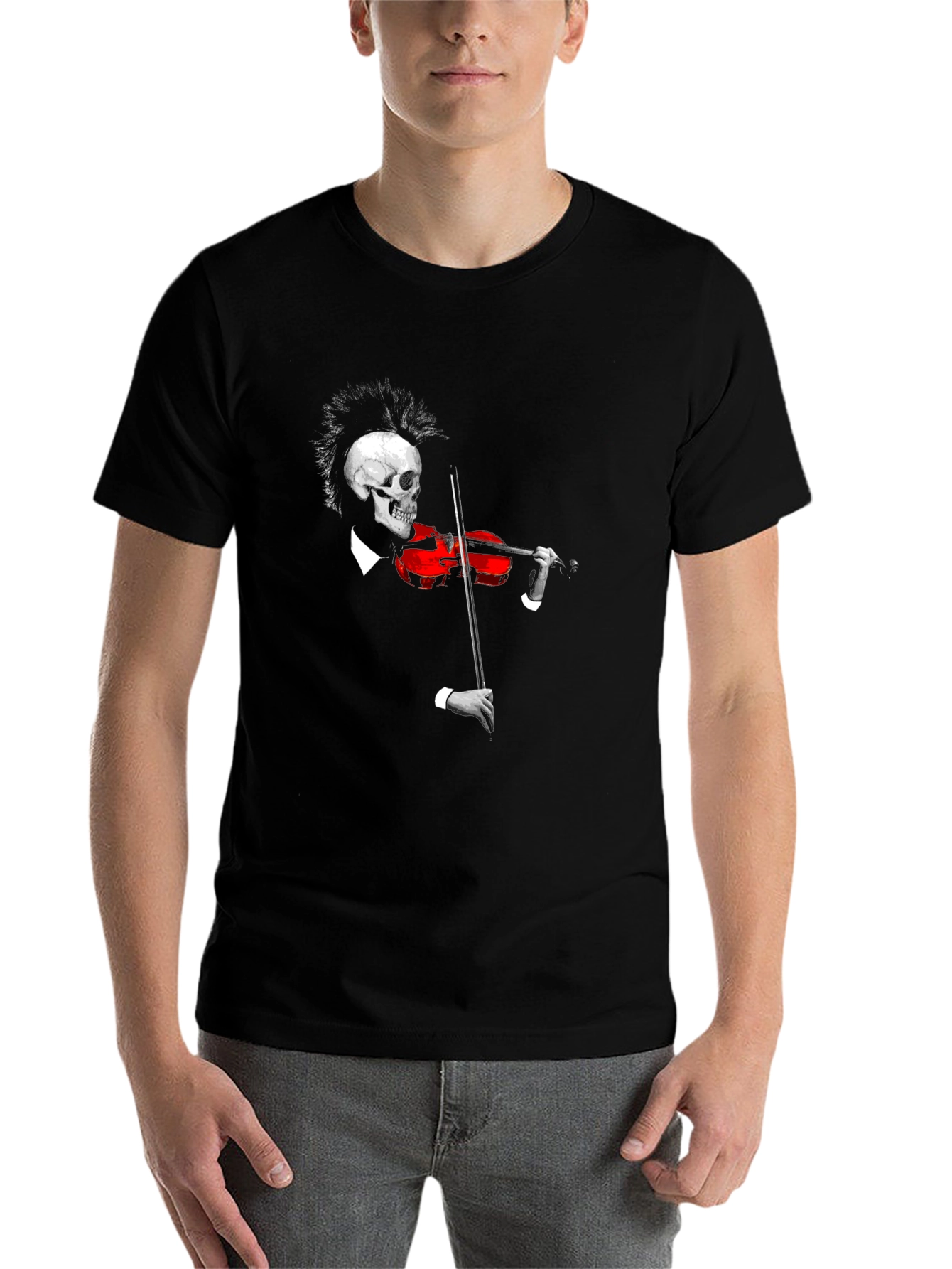 Black Skull Violinist Black T-Shirt view 7
