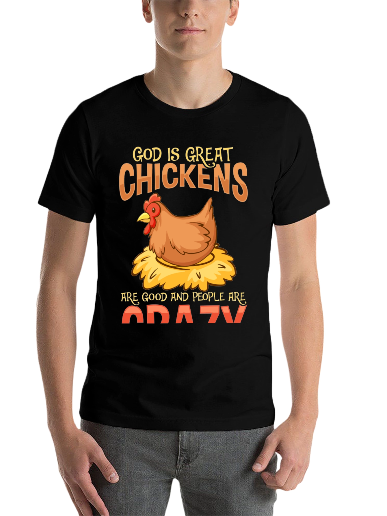Black Funny Chicken Lover T-Shirt - God Is Great Chickens Are Good view 7