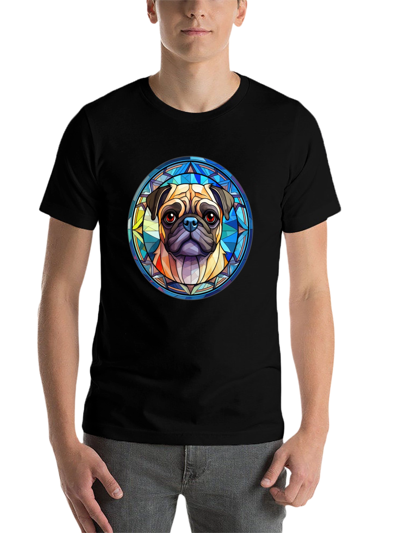 Black Pug Dog Graphic Black T-Shirt view 7