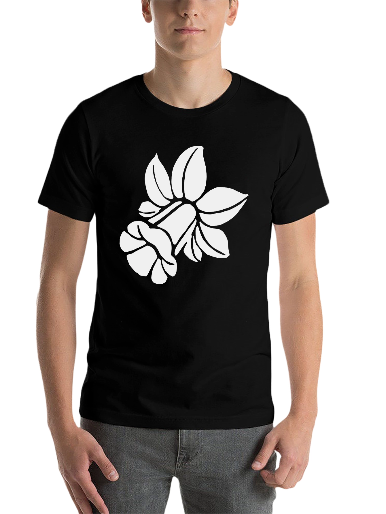 Black Floral Silhouette T-Shirt - Black view 7