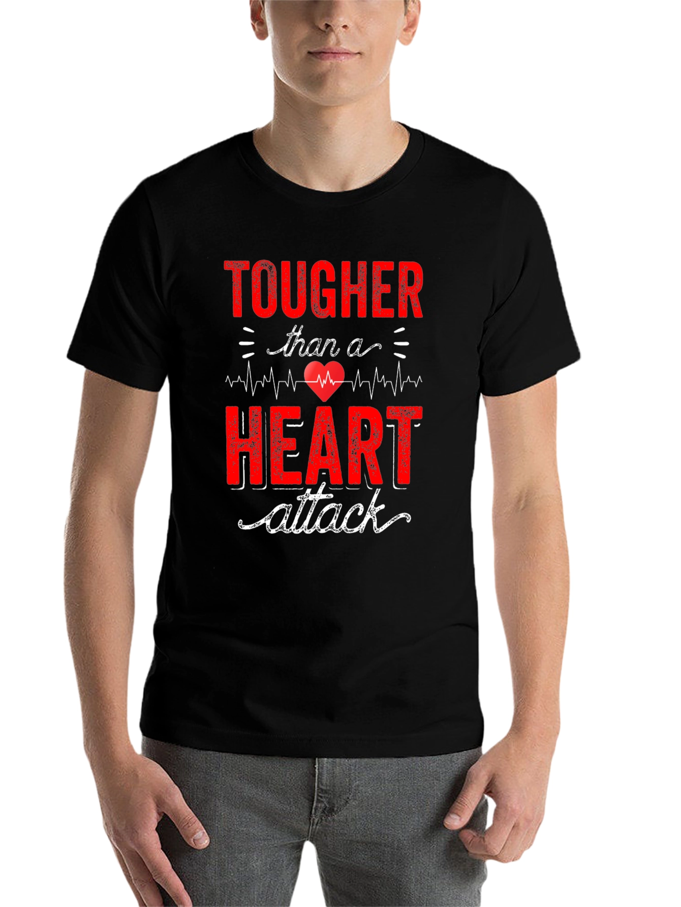 Black Tougher Than a Heart Attack Graphic Tee view 7