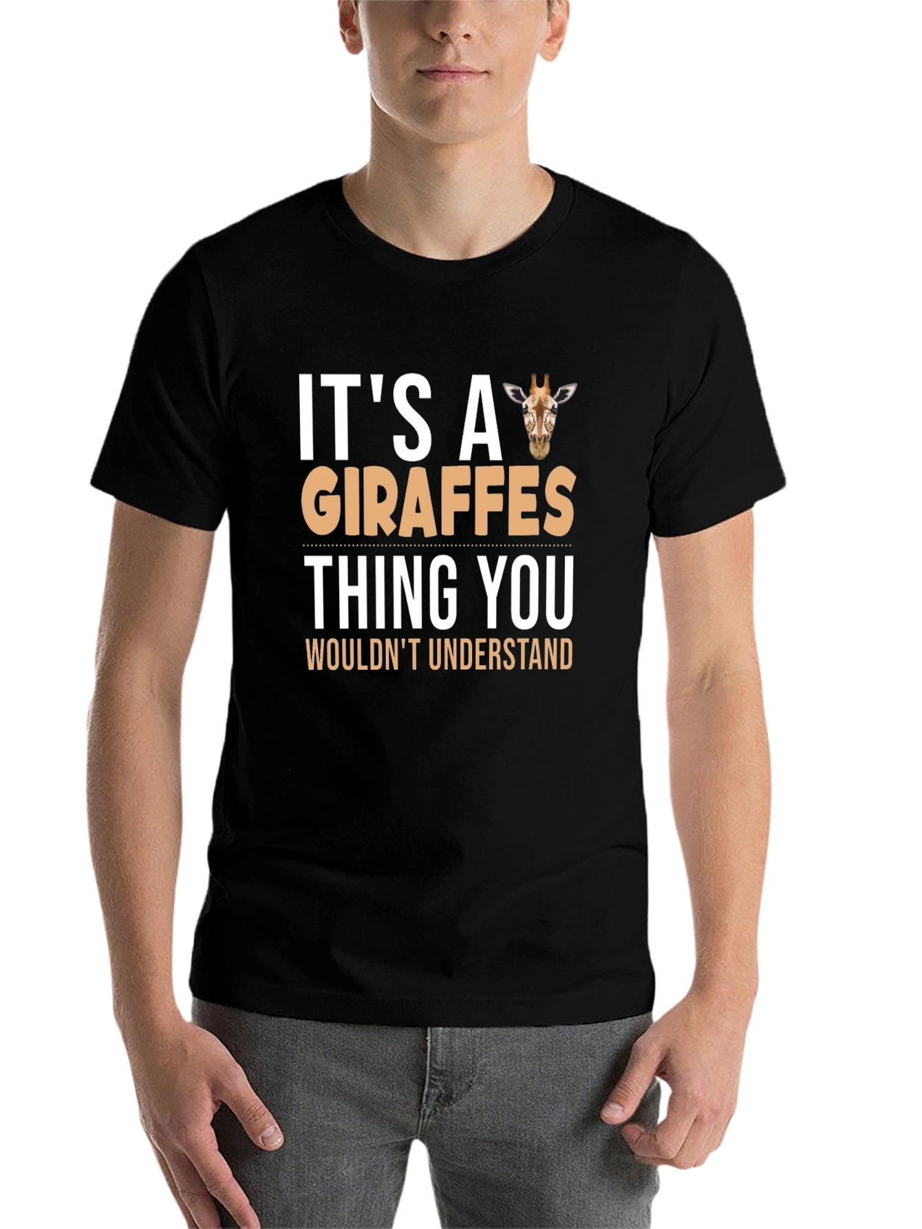 Black Giraffe Lover's T-Shirt - "It's a Giraffes Thing" view 7