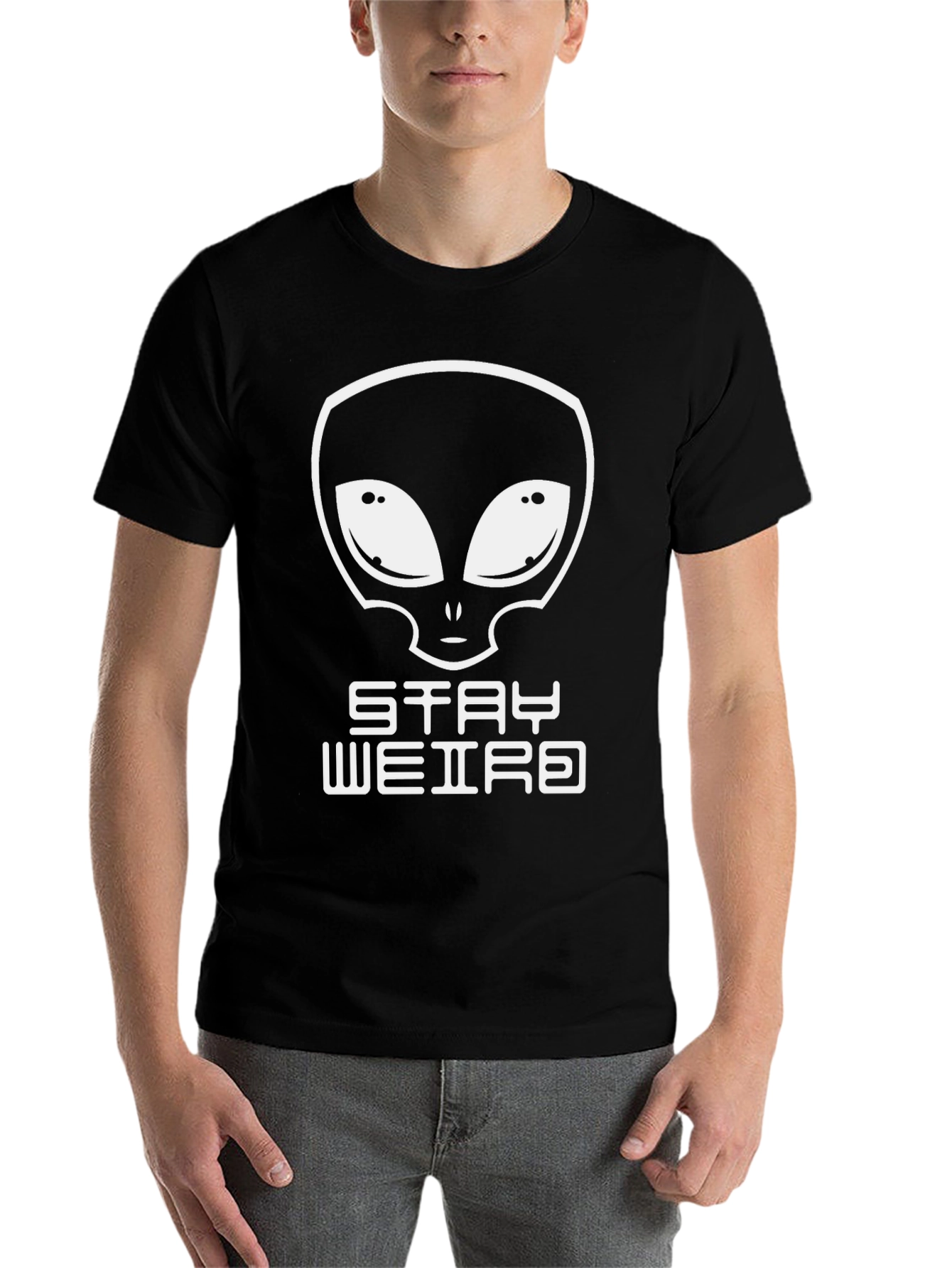 Black Stay Weird Alien Graphic Tee - Black view 7