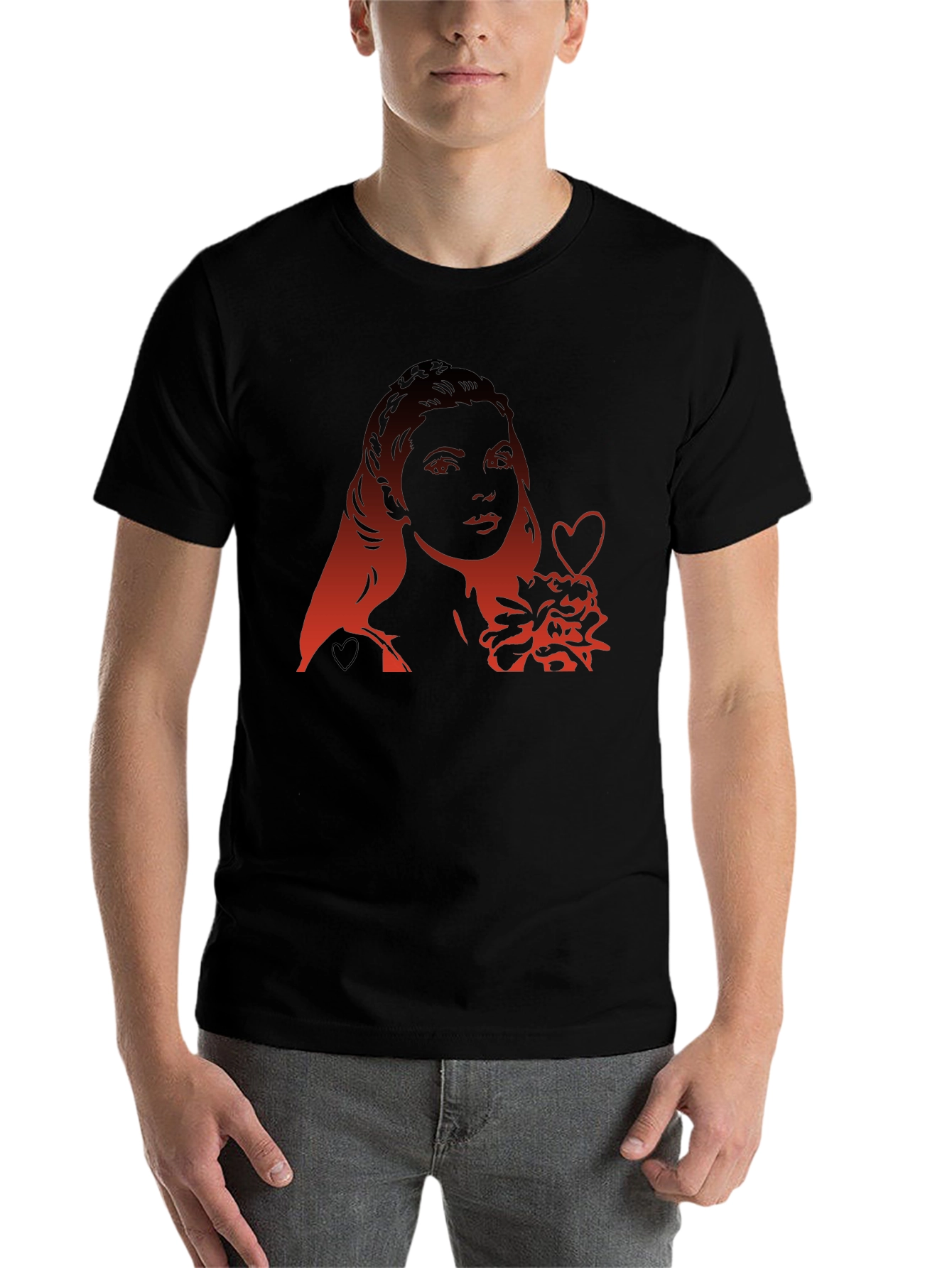 Black Woman Heart Graphic Tee - Modern Black T-Shirt view 7