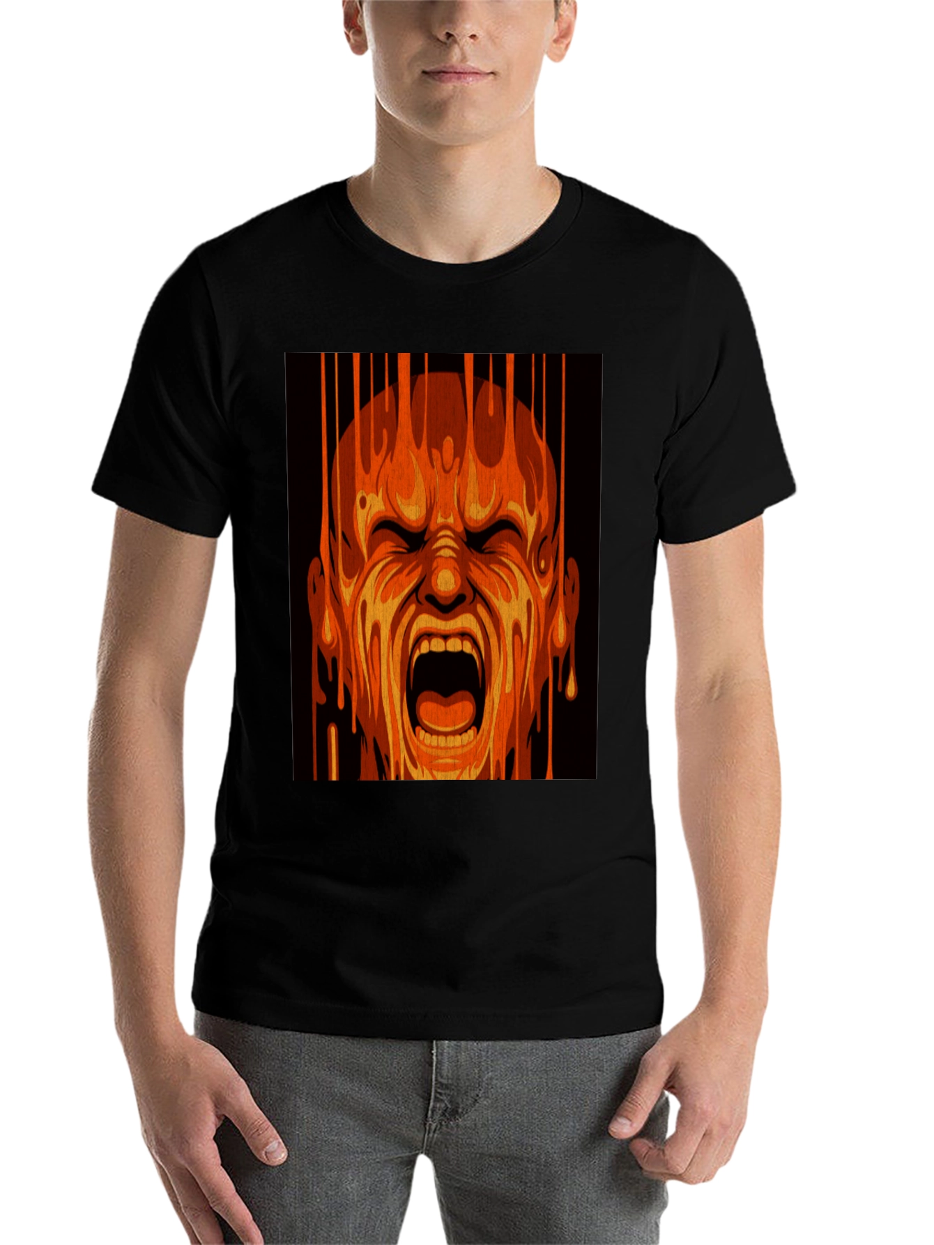 Black Fiery Scream Graphic Tee - Bold Statement Shirt view 7