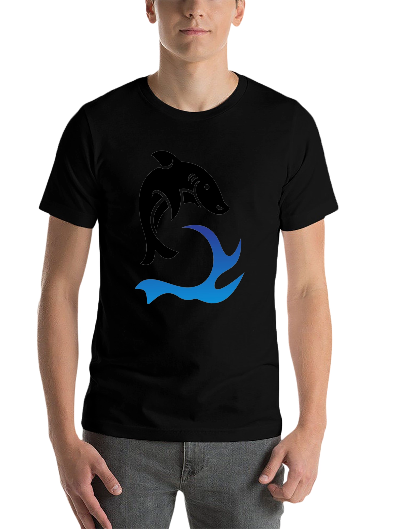 Black Black Shark Wave Graphic Tee view 7