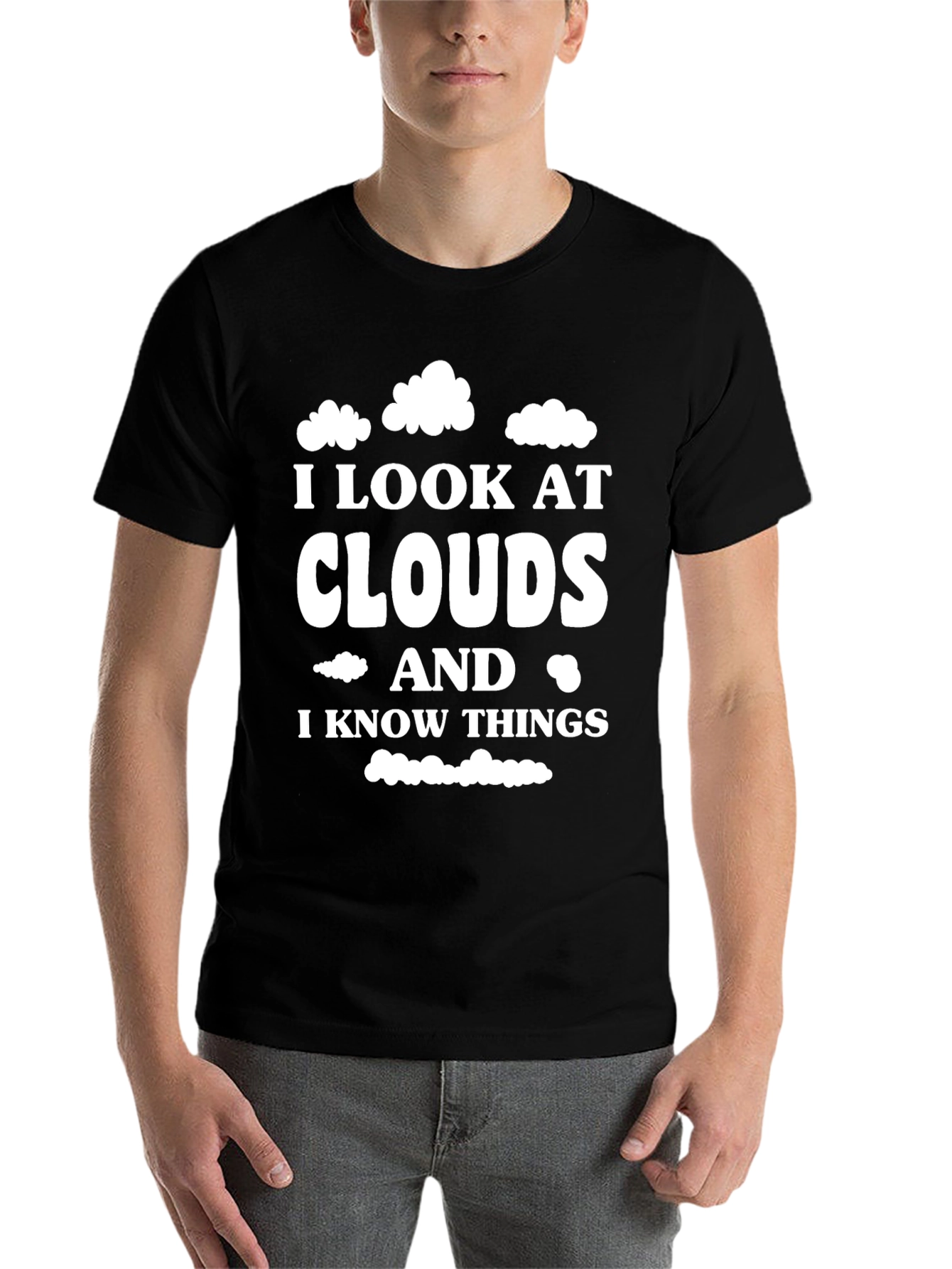 Black Cloud Gazing Wisdom T-Shirt - I Look At Clouds view 7
