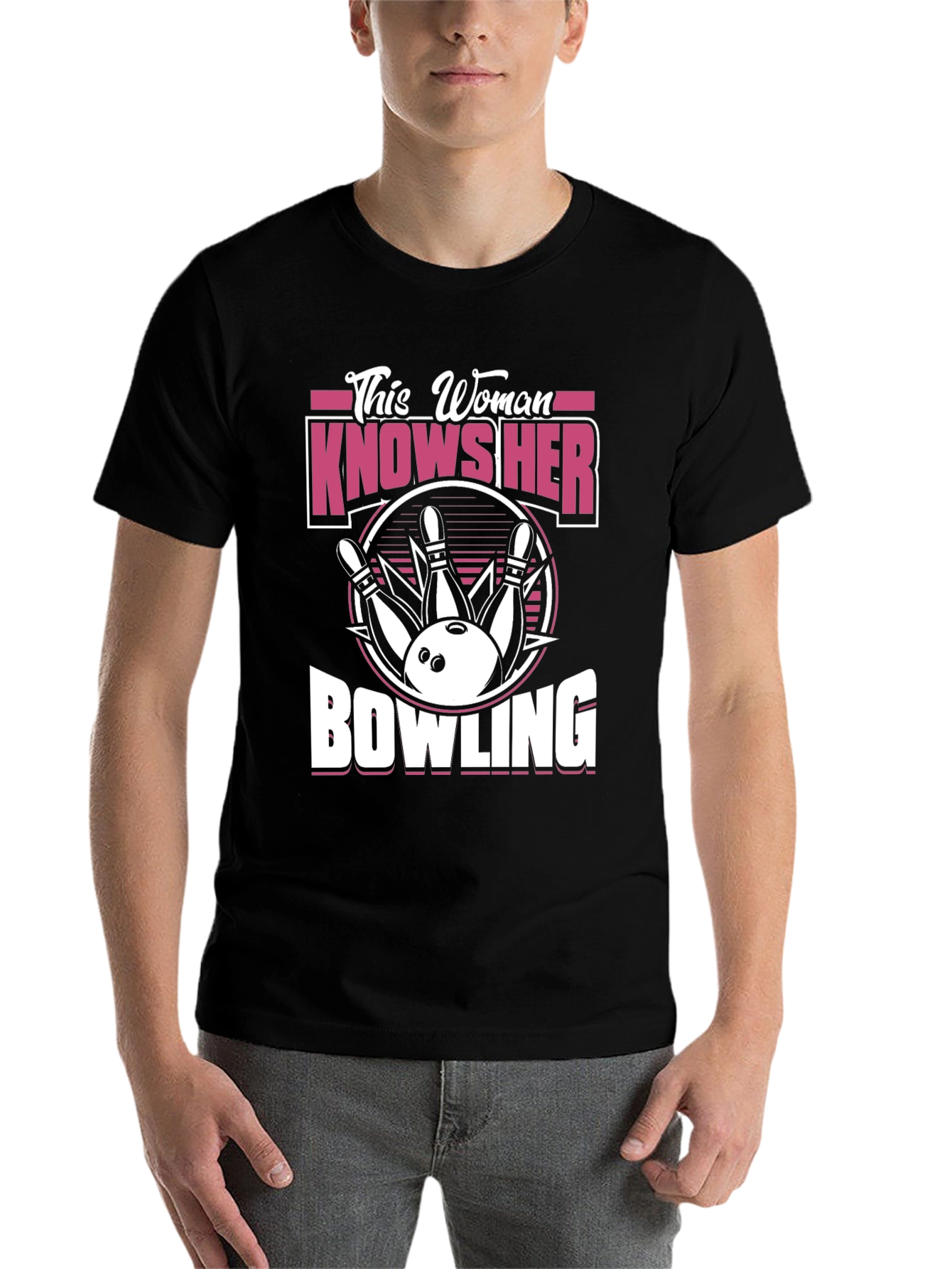 Black This Woman Knows Her Bowling T-Shirt view 7