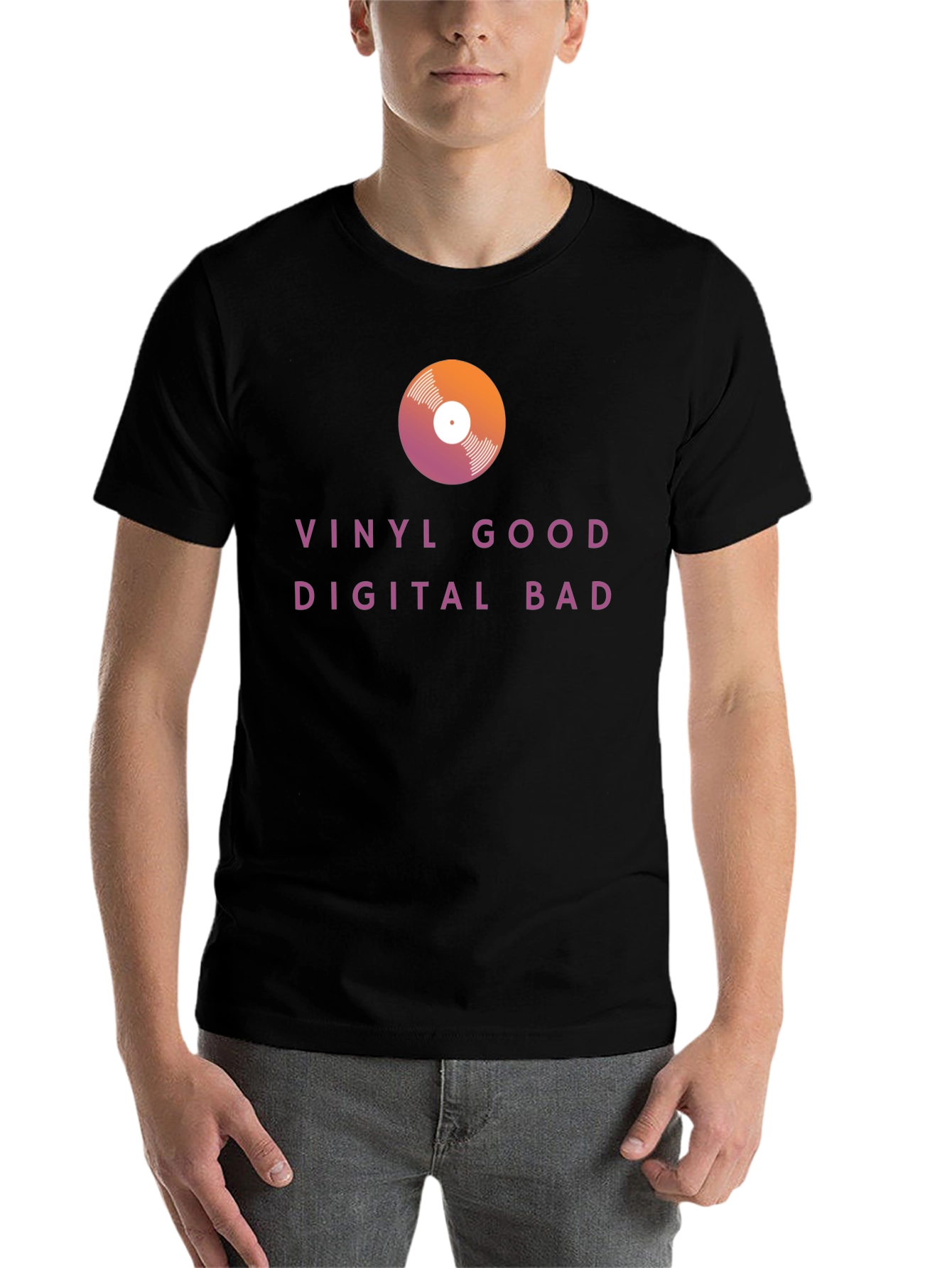 Black Vinyl Good Digital Bad Graphic Tee view 7