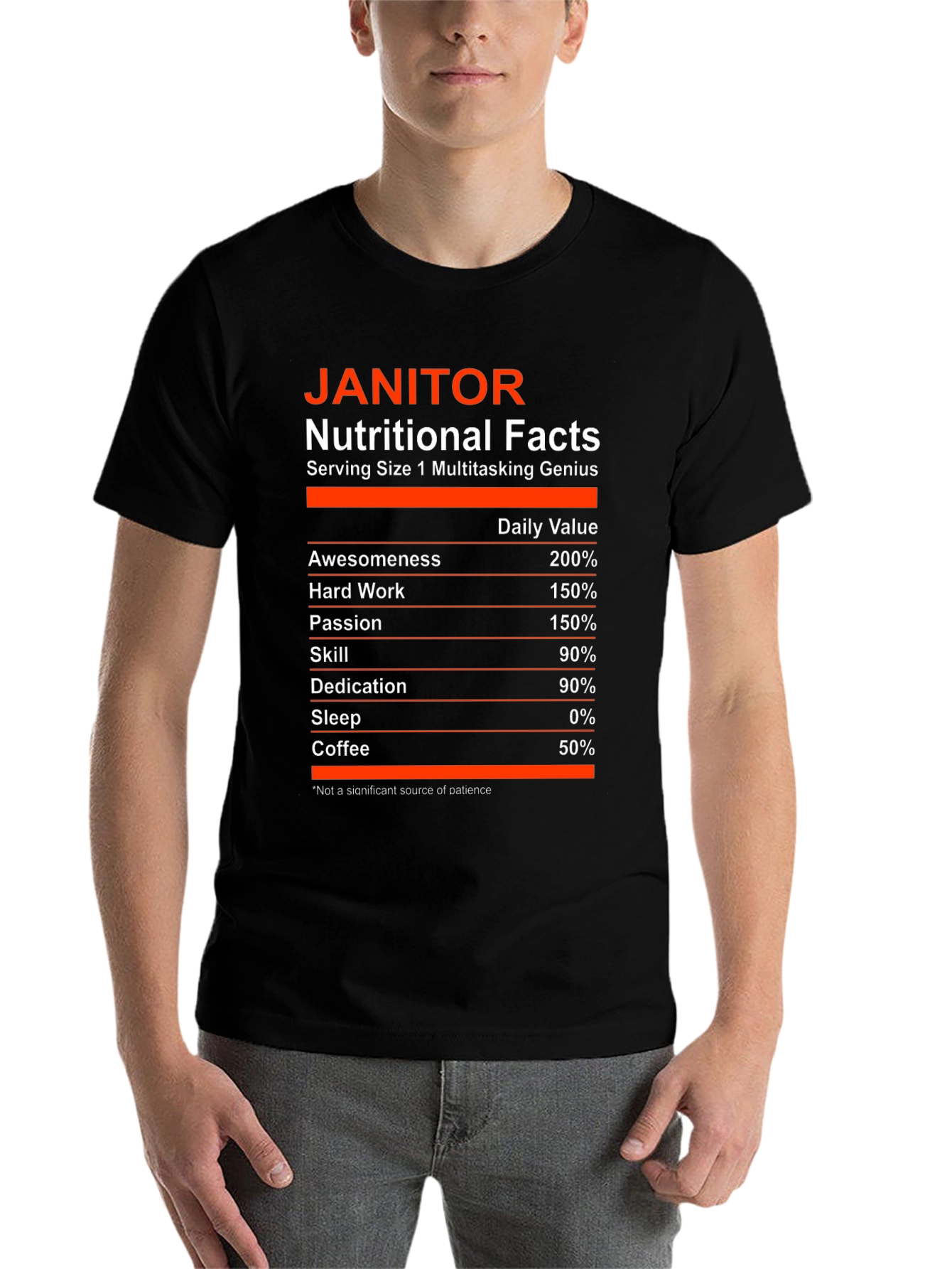 Black Janitor Nutritional Facts T-Shirt Funny Cleaning Crew Tee view 7