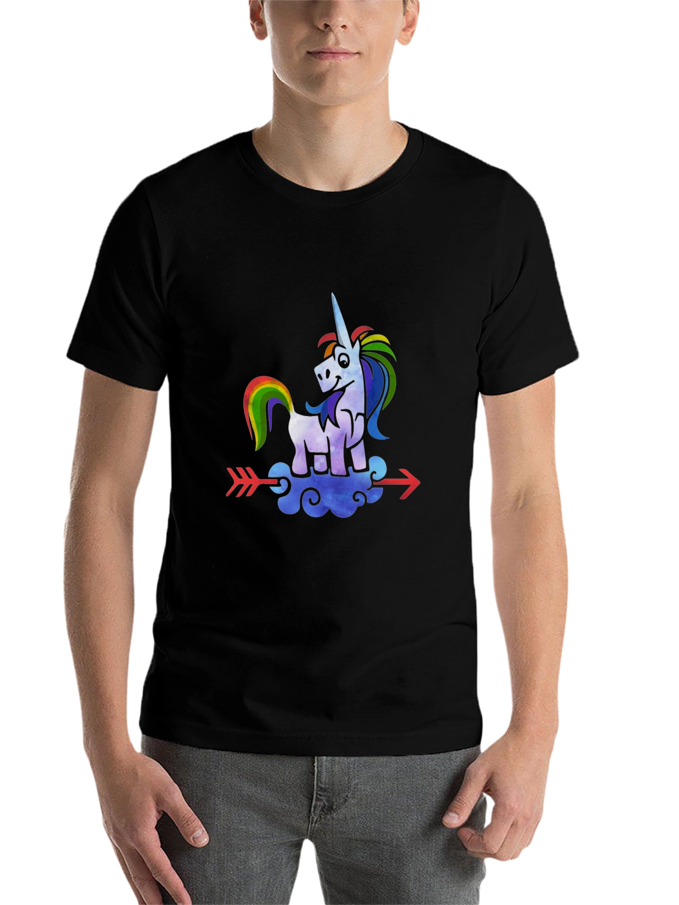 Black Unicorn Arrow T-Shirt - Rainbow Graphic Tee view 7
