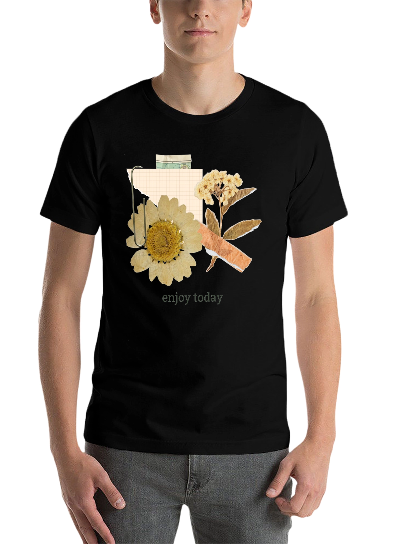 Black Floral Collage Graphic T-Shirt - Enjoy Today Tee view 7