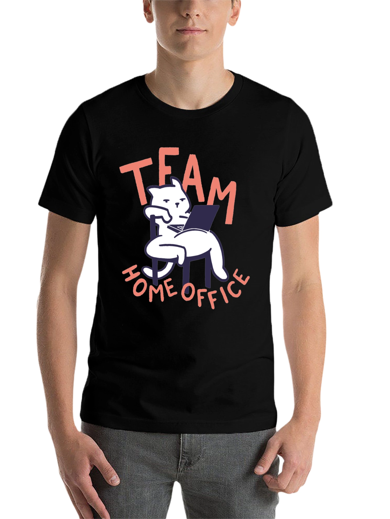 Black Team Home Office Black Cat T-Shirt view 7