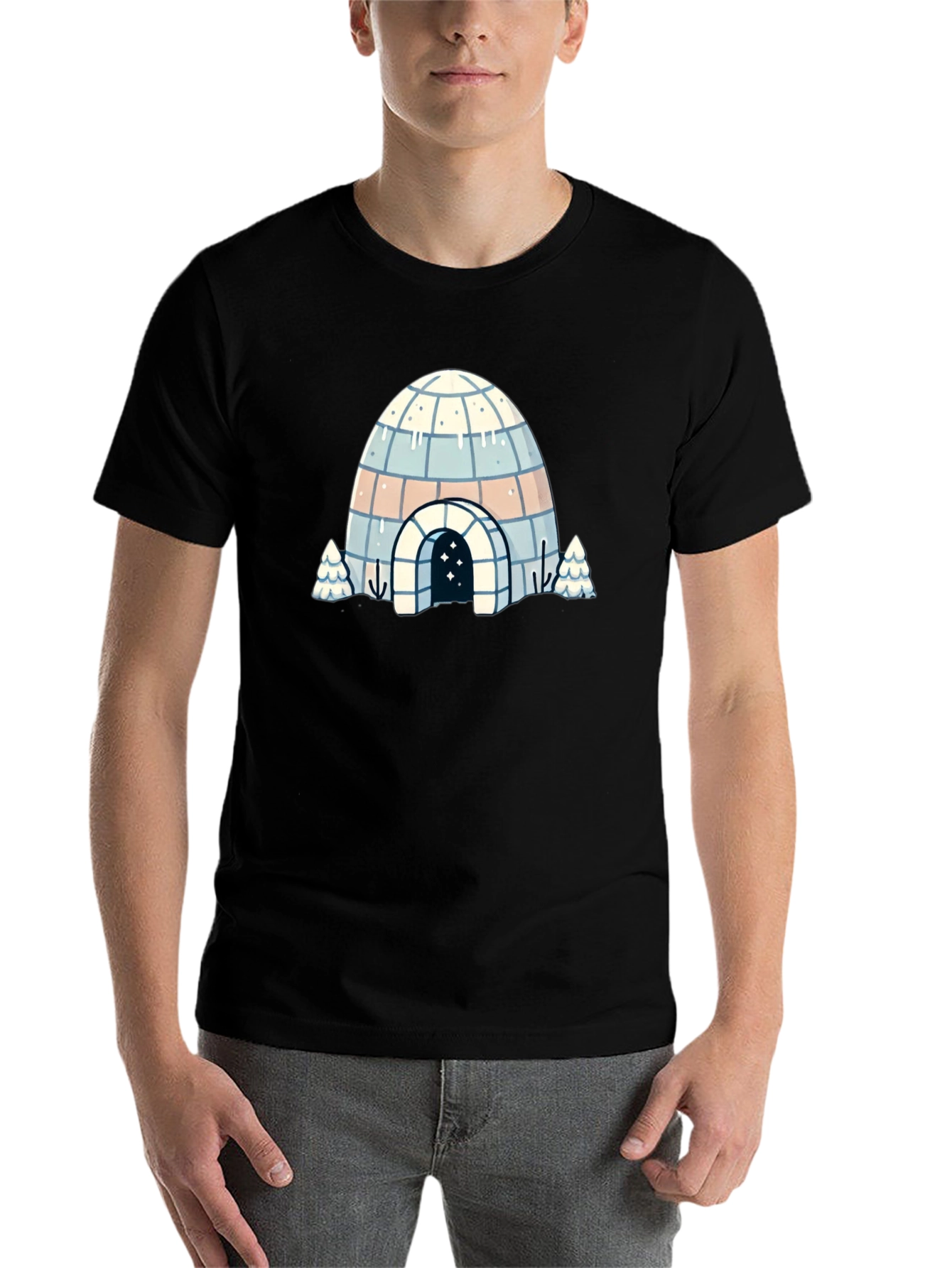 Black Igloo Graphic Tee - Cool Winter Design view 7
