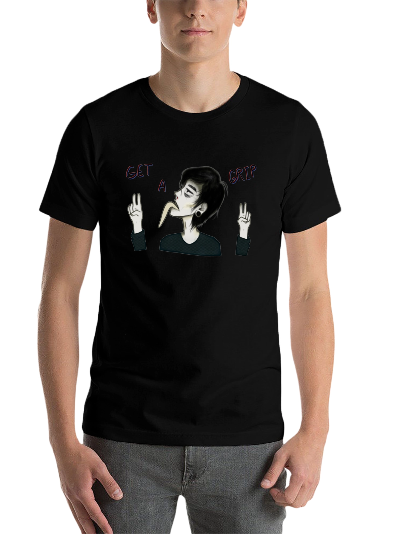 Black Get a Grip Graphic Tee - Unisex Black T-Shirt view 7