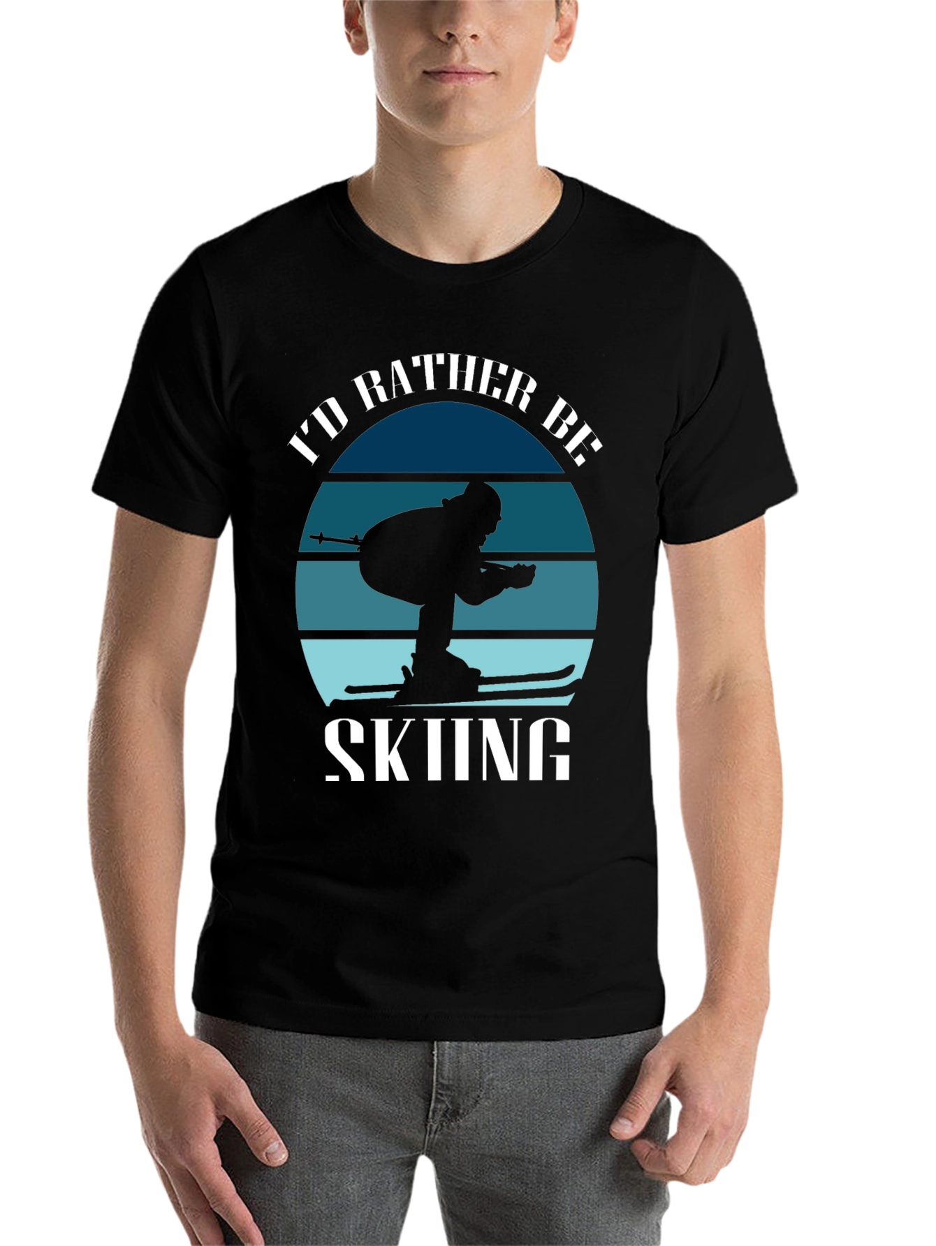 Black I'd Rather Be Skiing T-Shirt view 7