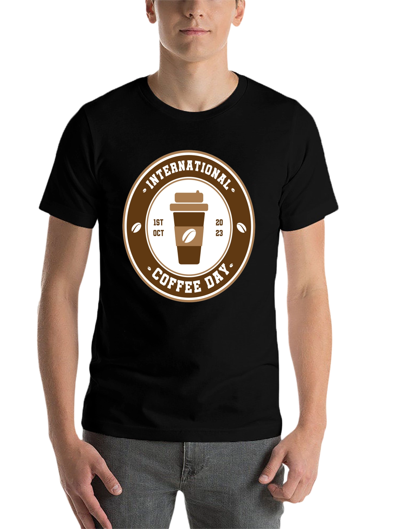 Black International Coffee Day T-Shirt - October 1st, 2023 view 7